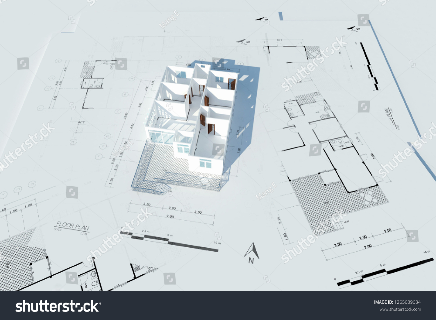 Floor Plan House Top View 3d Stock Illustration 1265689684