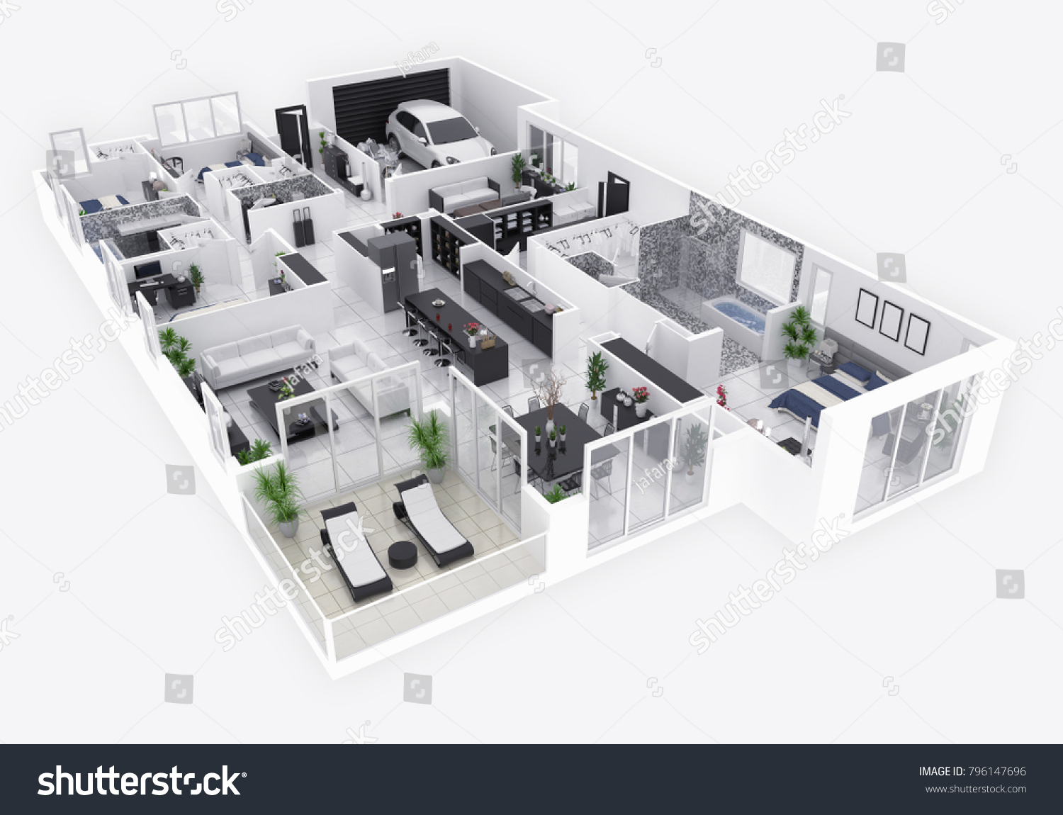 Floor Plan House Top View 3d Stock Illustration 796147696 | Shutterstock