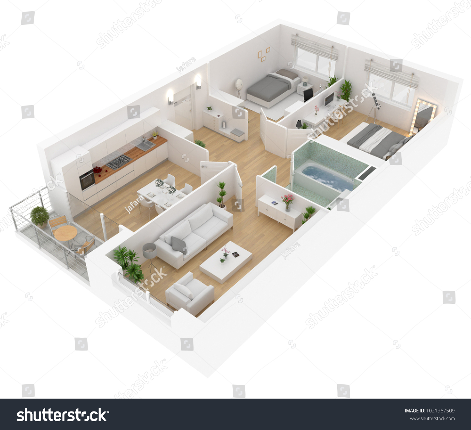 Floor Plan Top View Apartment Interior Stock Illustration 1021967509