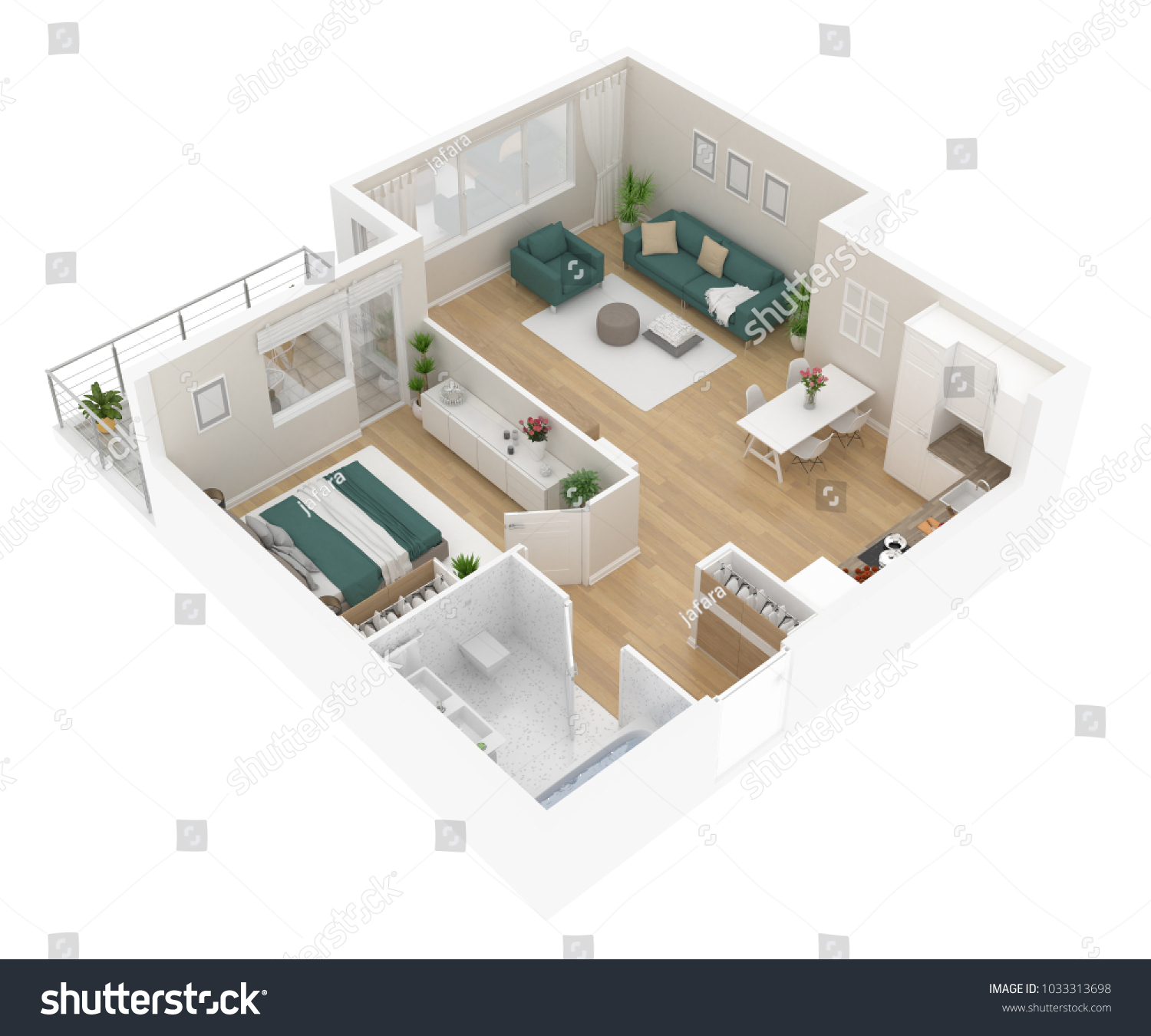 Floor Plan Top View Apartment Interior Stock Illustration 1033313698 ...