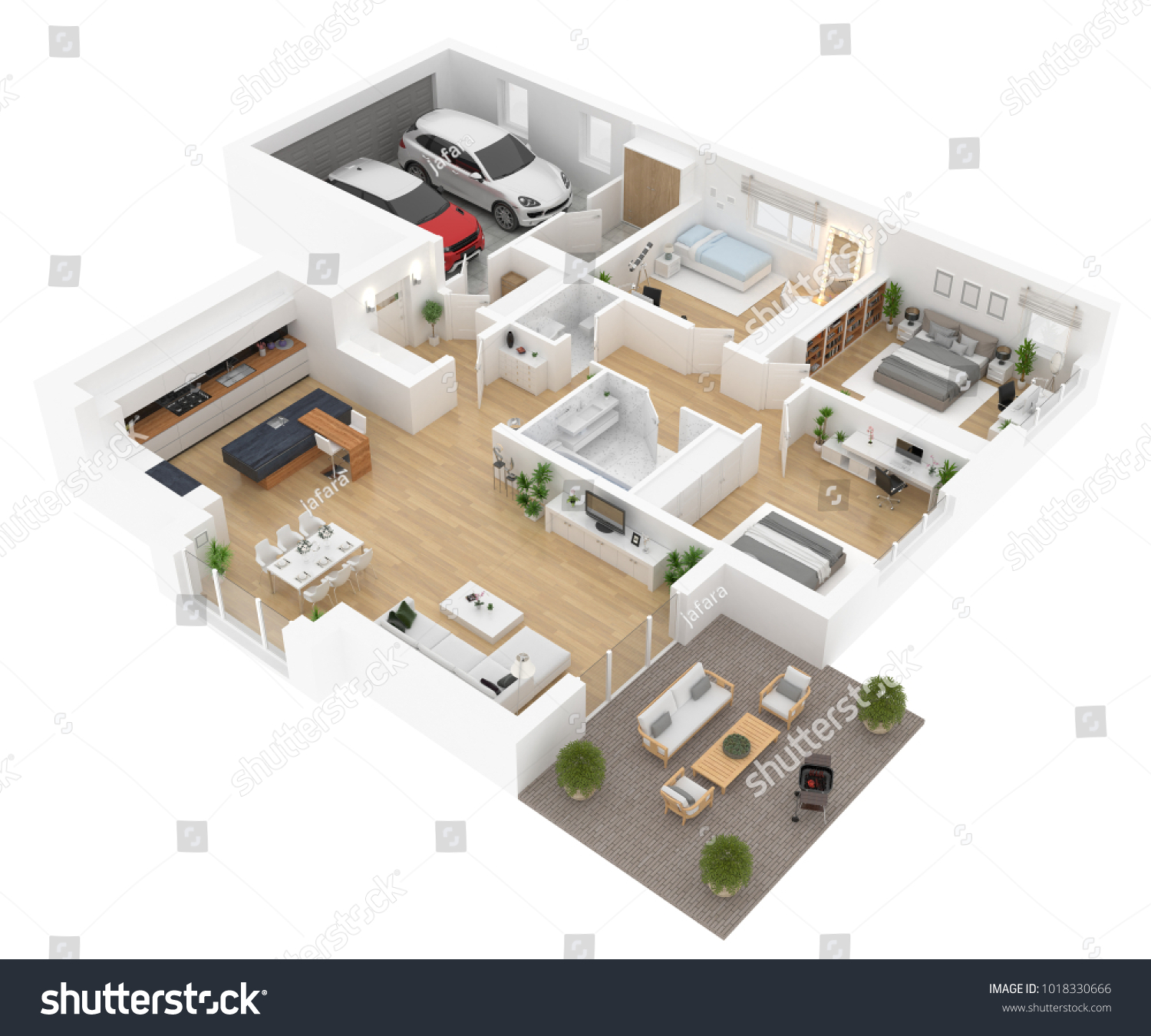 Floor Plan Top View House Interior Stock Illustration 1018330666