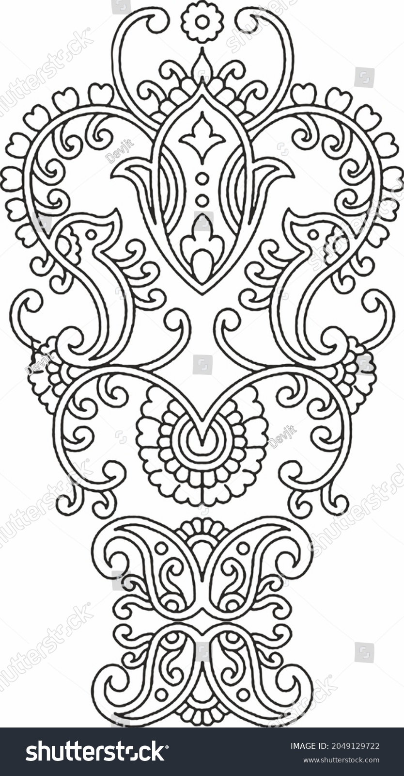 Floral Design Embroidery Pattern Black White Stock Illustration ...