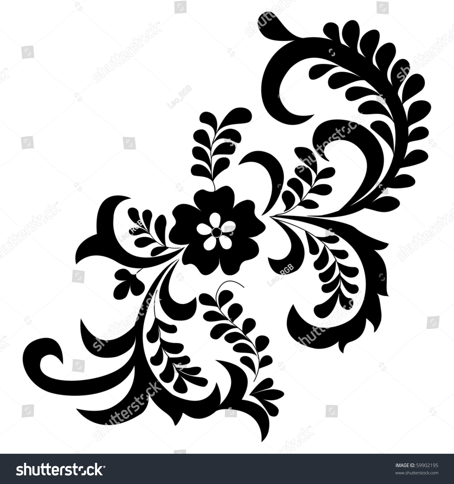 Floral Silhouette On White Background Stock Photo 59902195 : Shutterstock