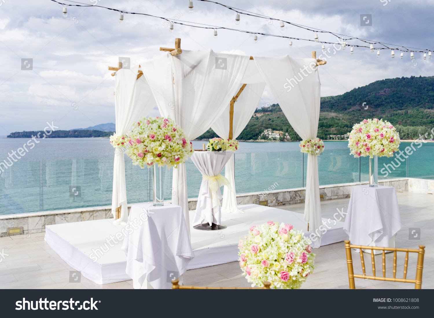 Floral Wedding Arch Decoration Beach Wedding Stock Photo Edit Now