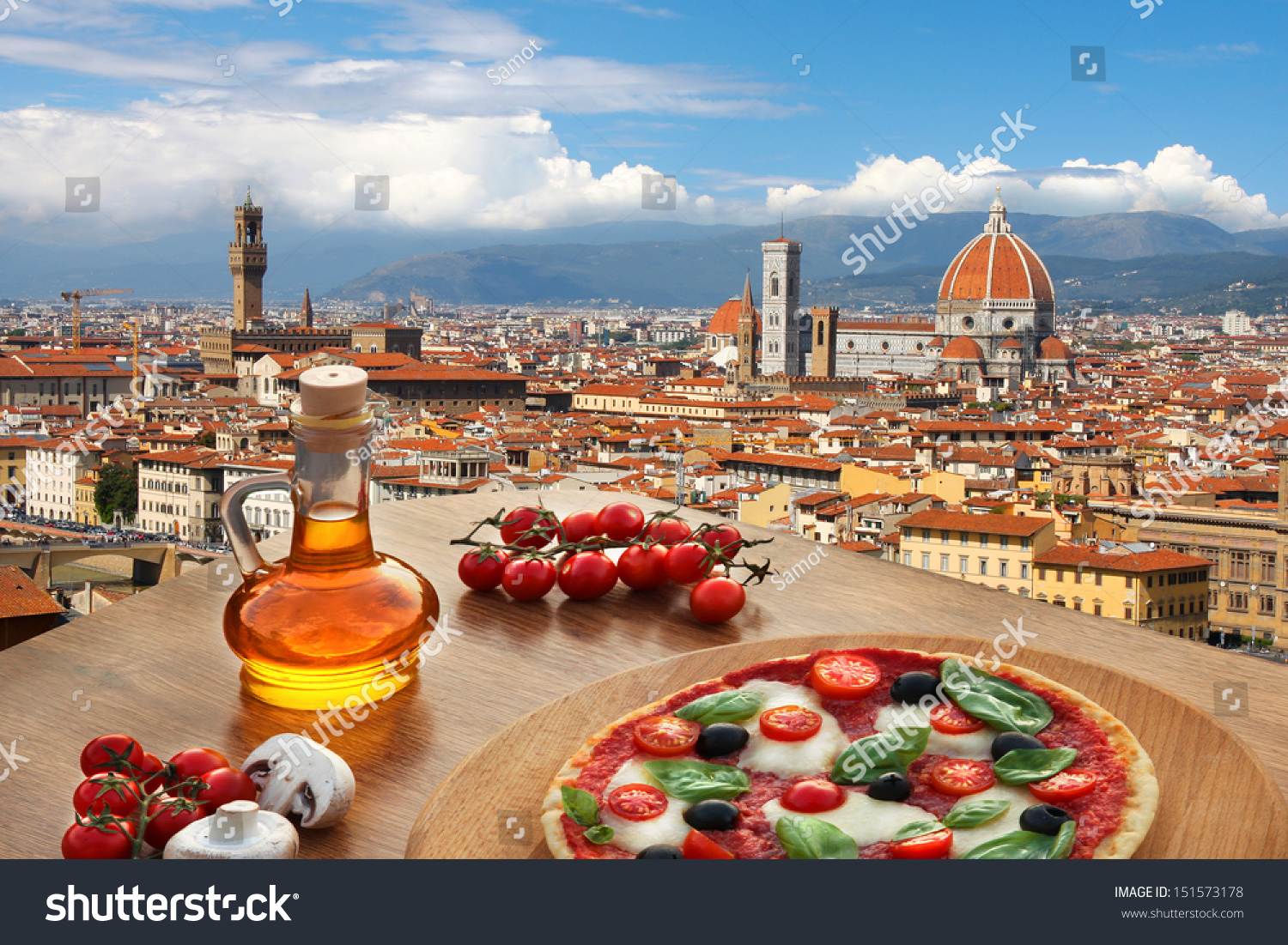 Florence Cathedral Typical Italian Pizza Tuscany Stock Photo 151573178