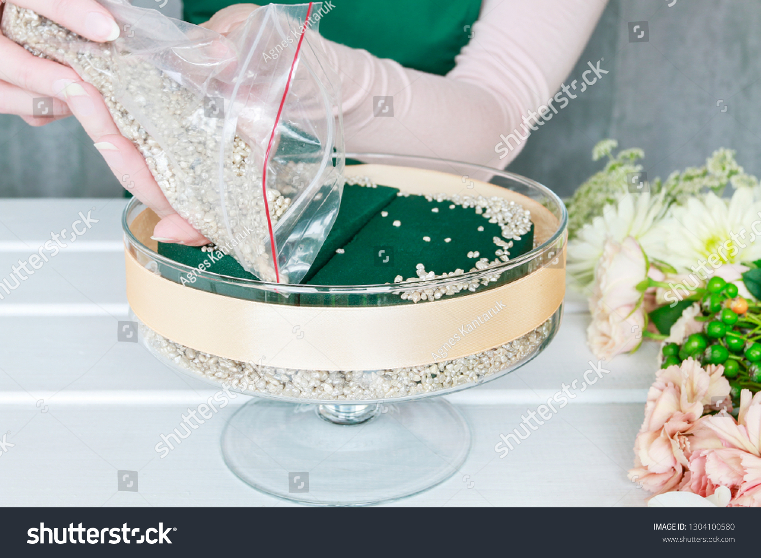 Florist Work How Make Floral Decorations Nature Objects Stock Image