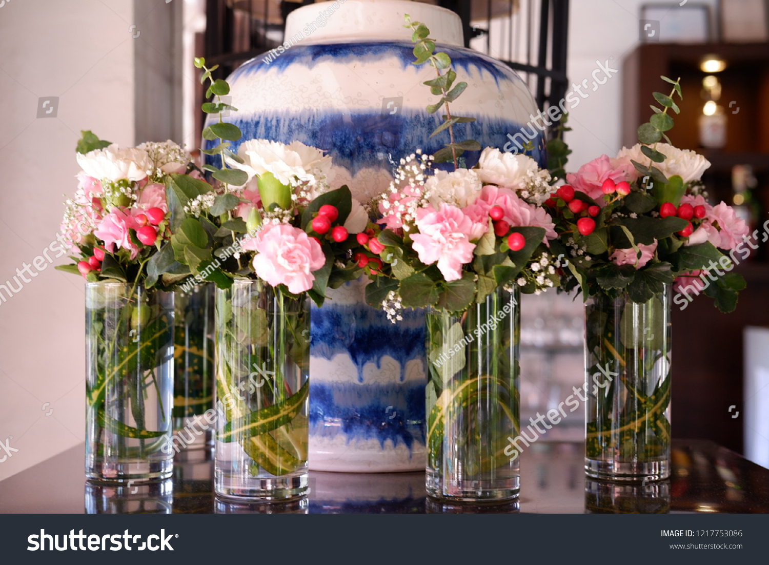 Flower Vase Decoration Ideas Flower Background Stock Photo 1217753086