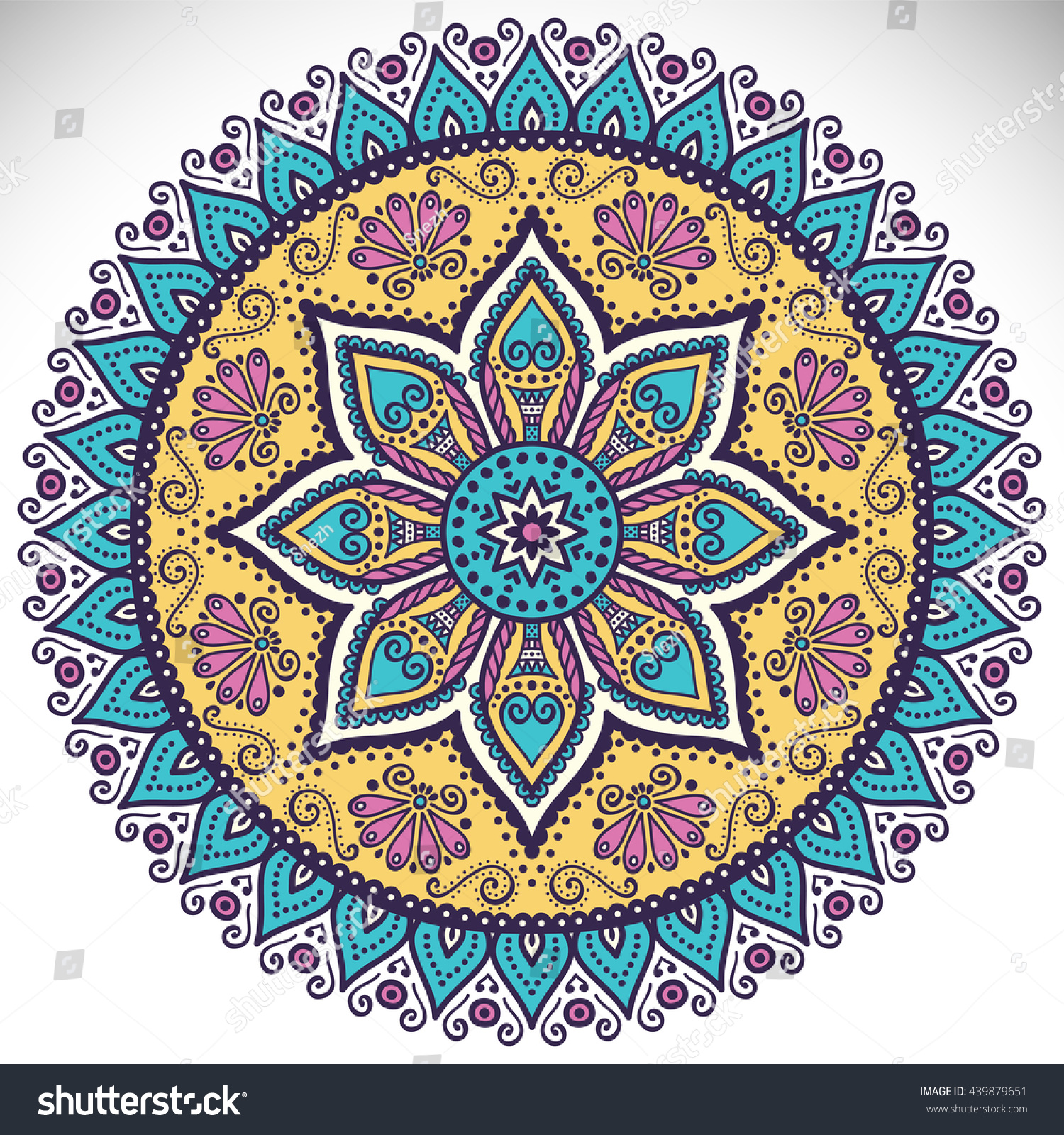 Flower Mandalas Vintage Decorative Elements Oriental Stock Illustration ...