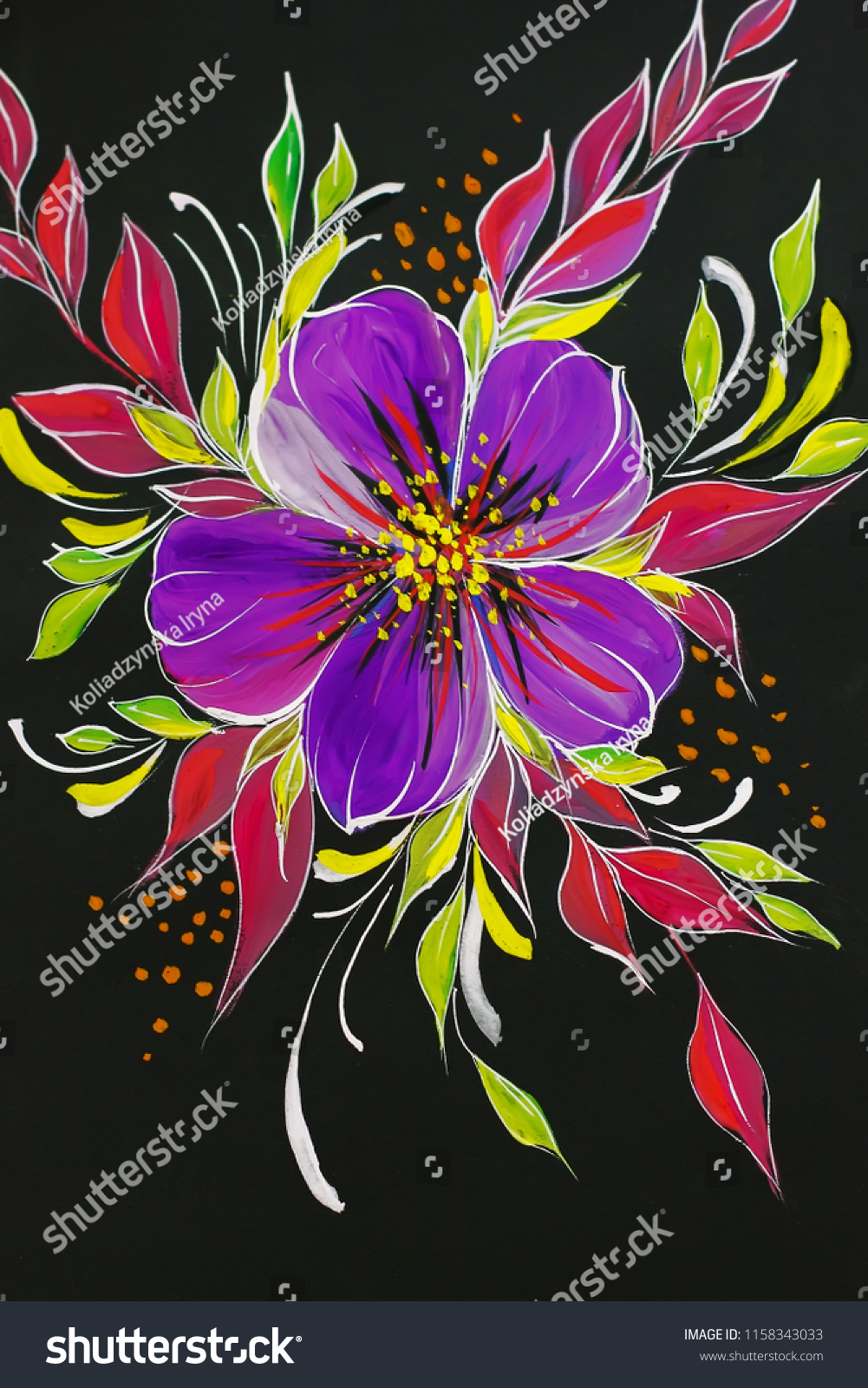 Oil Painting Flowers Black Background / Hand Painted Flowers