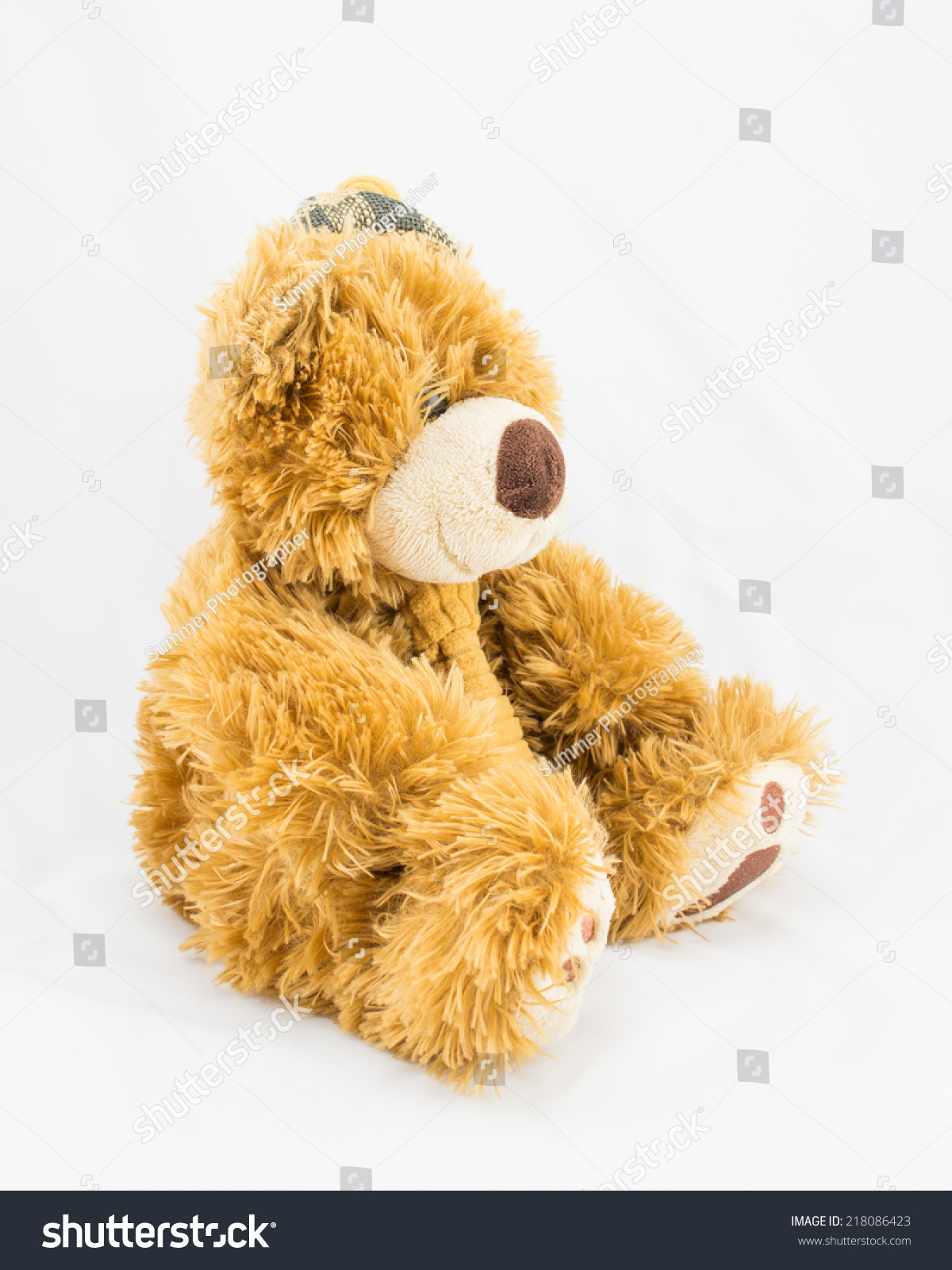 Fluffy Teddy Bear On White Background Stock Photo 218086423 : Shutterstock