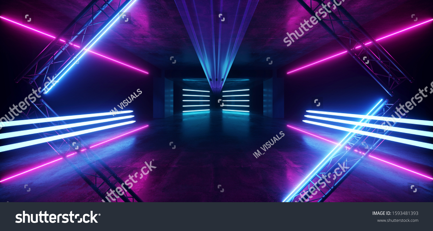 Fluorescent Led Lights Futuristic Sci Fi Stock Illustration 1593481393 ...