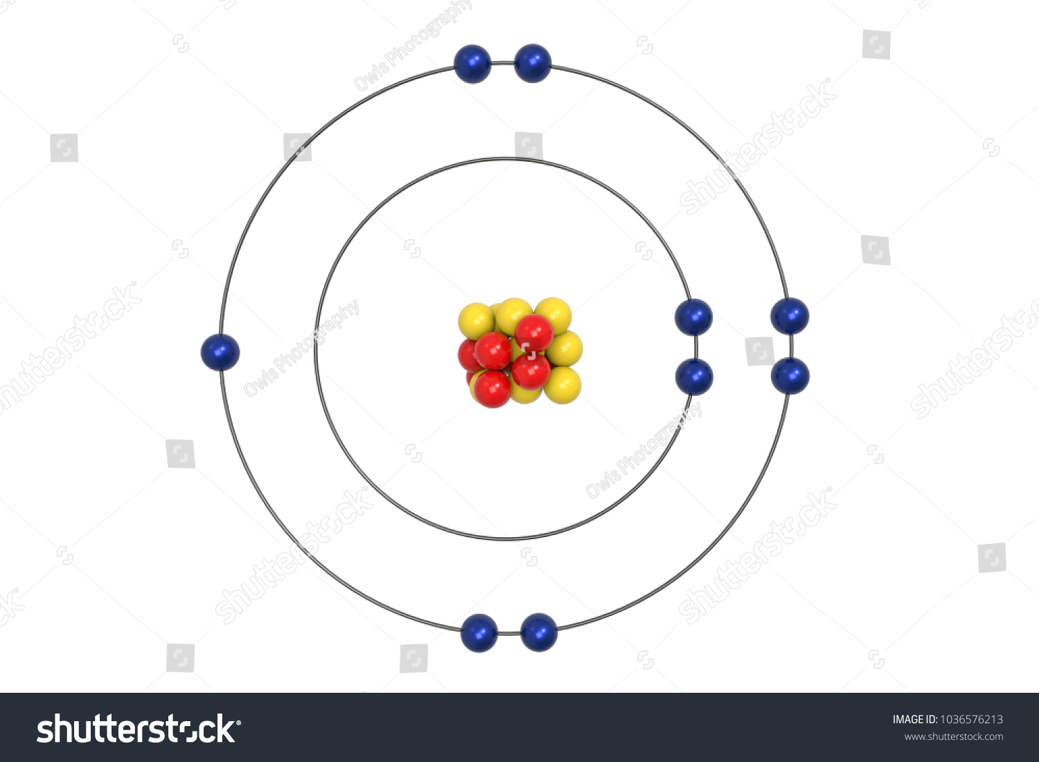 Ilustración De Stock Sobre Fluorine Atom Bohr Model Proton