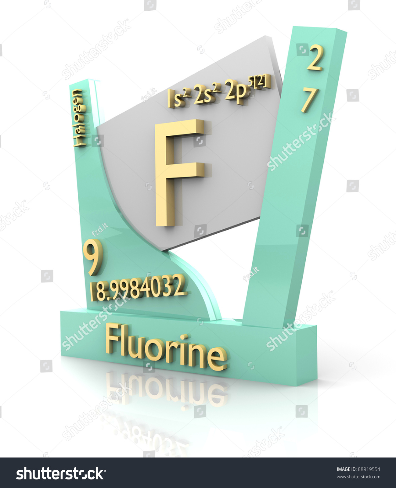 Fluorine Form Periodic Table Of Elements - 3d Made Stock Photo 88919554 ...