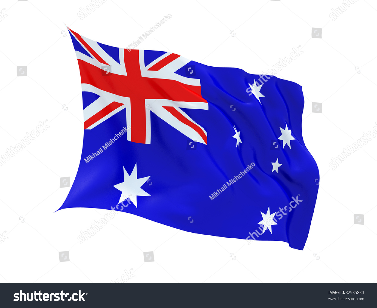 Fluttering 3d Australian Flag Isolated On White Stock Photo 32985880 ...