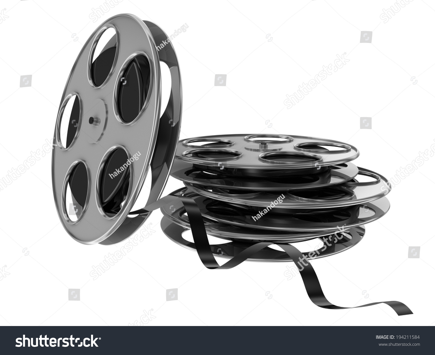 Flying Stacked Film Reel Stock Illustration 194211584