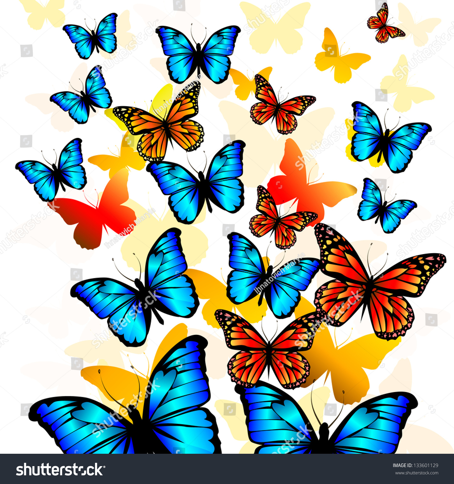 Flying Butterflies. Raster Stock Photo 133601129 : Shutterstock