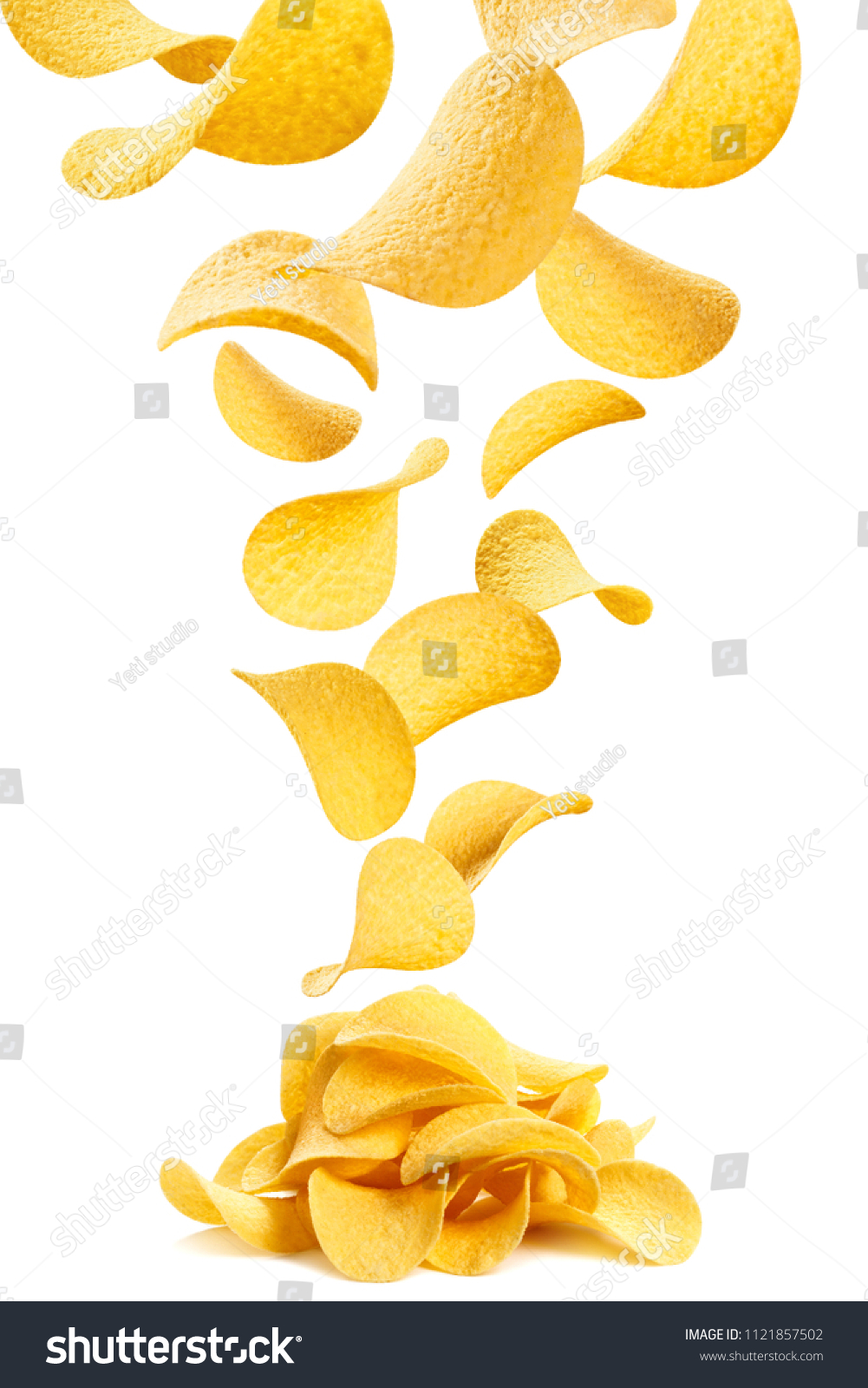 Flying Potato Chips Isolated On White Stock Photo 1121857502 | Shutterstock