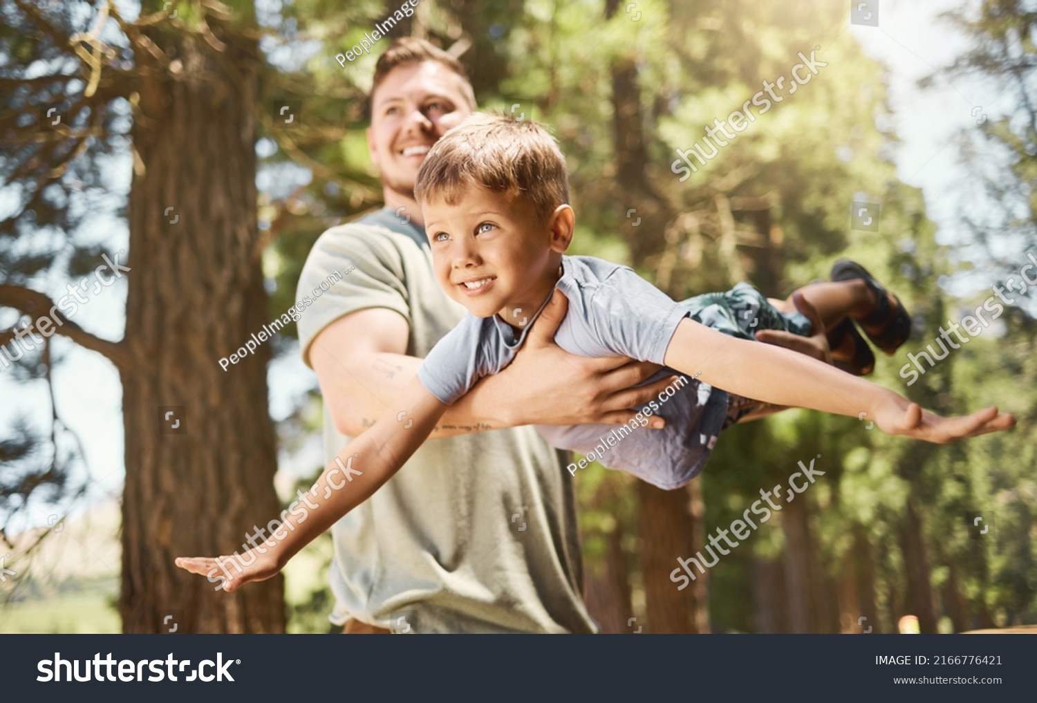 Flying Dad Cropped Shot Handsome Young Stock Photo 2166776421 ...