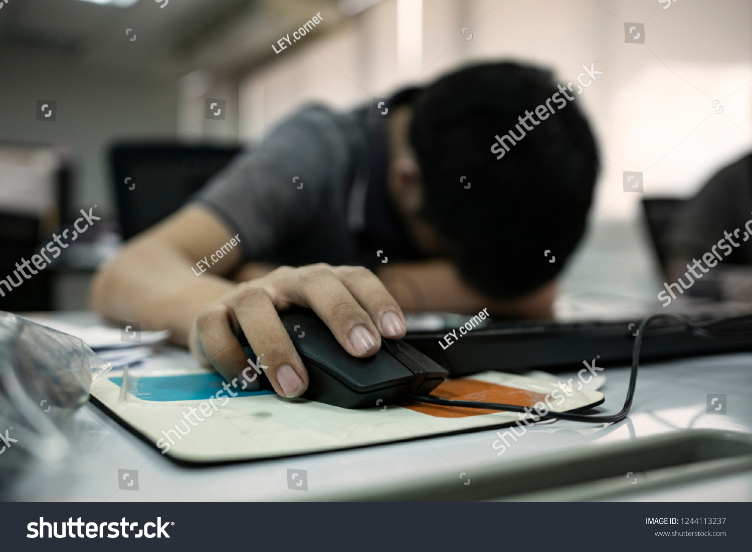 Focus Hand Laying Down Office Man Stock Photo Edit Now 1244113237