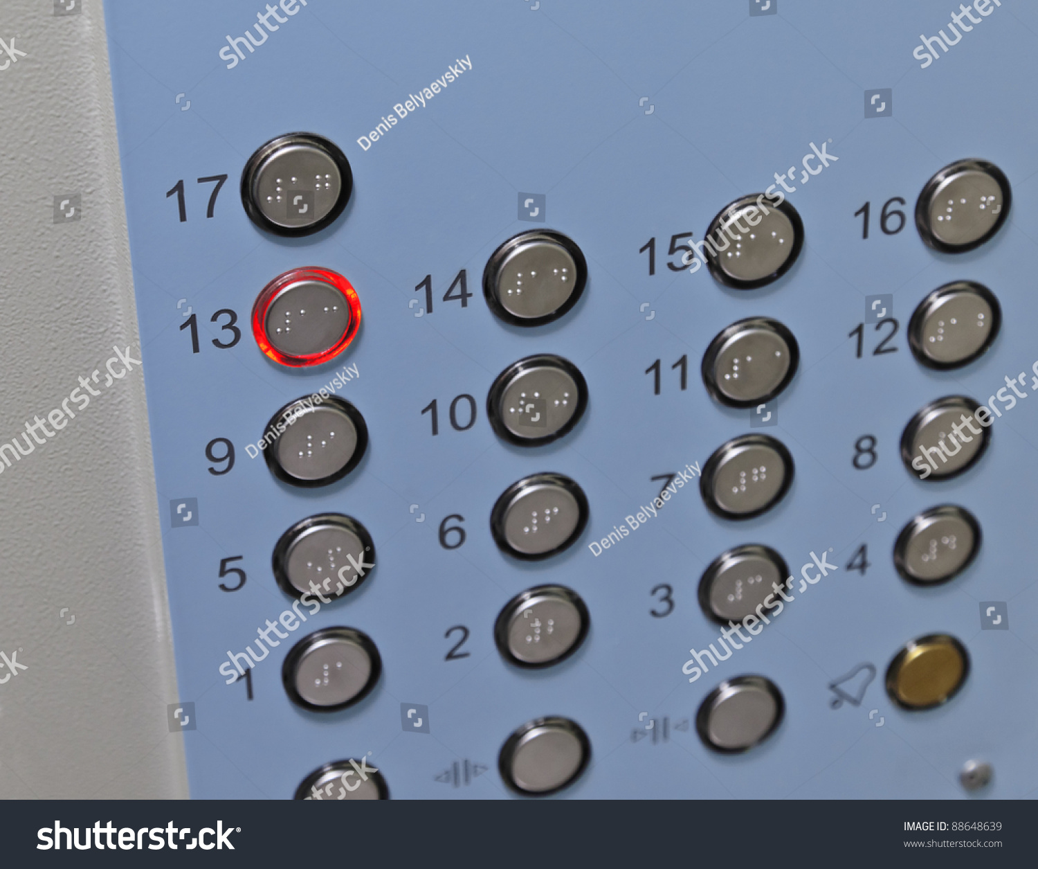 Focus On Thirteenth Floor Button Elevator Stock Photo Edit Now