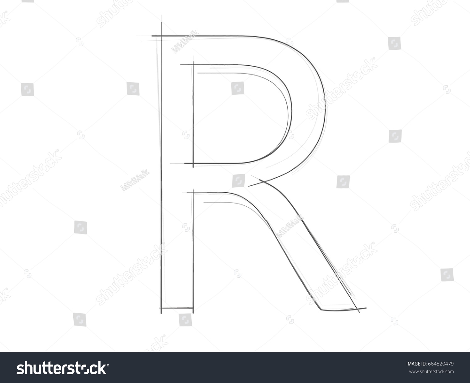 Font pencil sketch hand drawn alphabet drawing white background isolated r capital letters