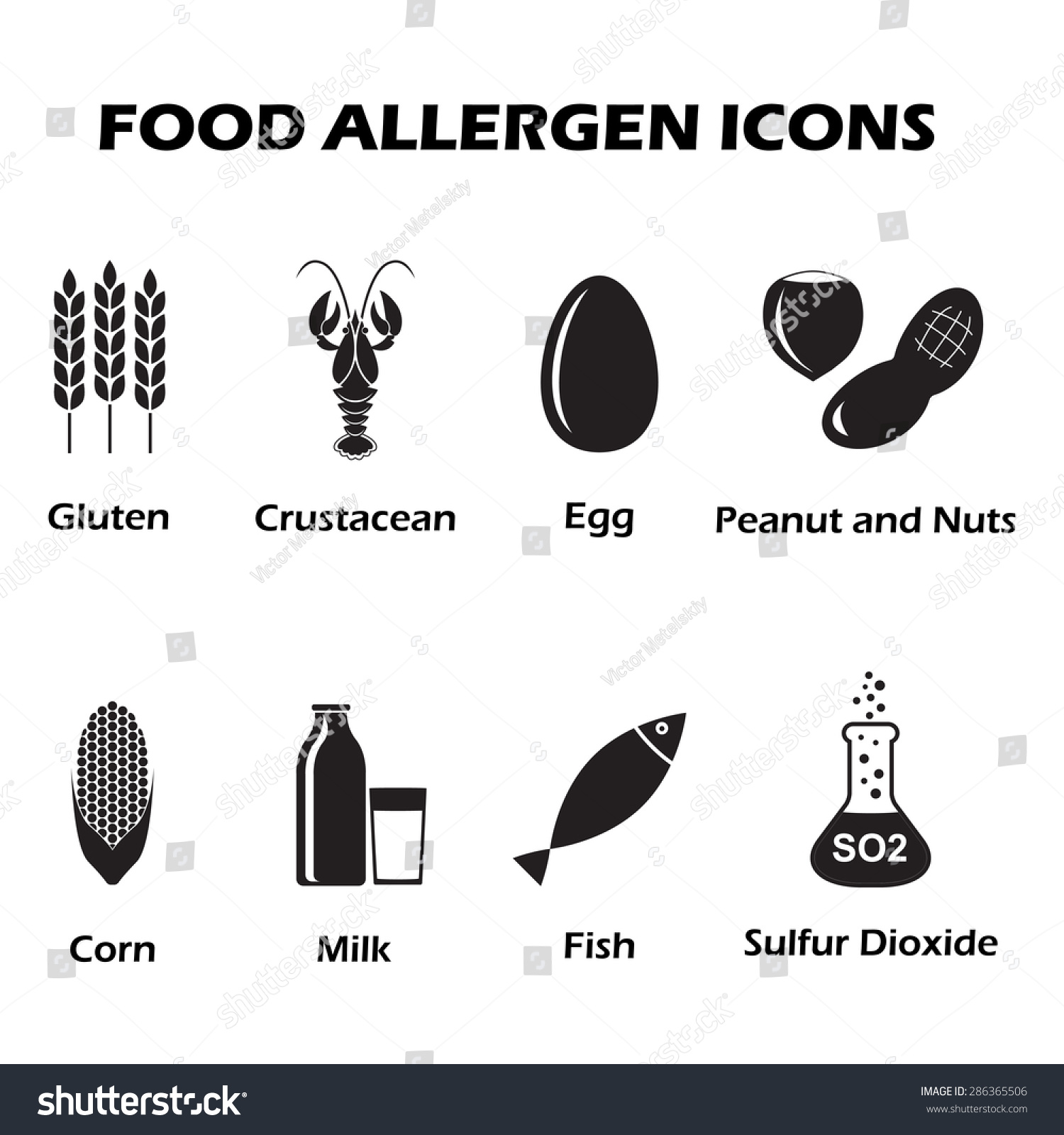 Food Allergen Icons Set On White Stock Illustration 286365506 ...