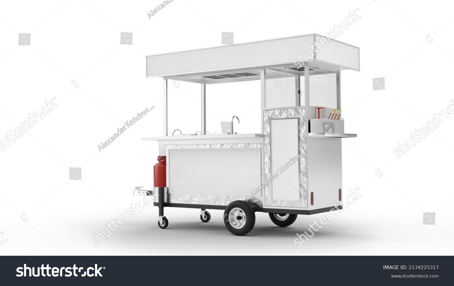 Food Cart 3d Rendering Isolated On Stock Illustration 2134225317 ...