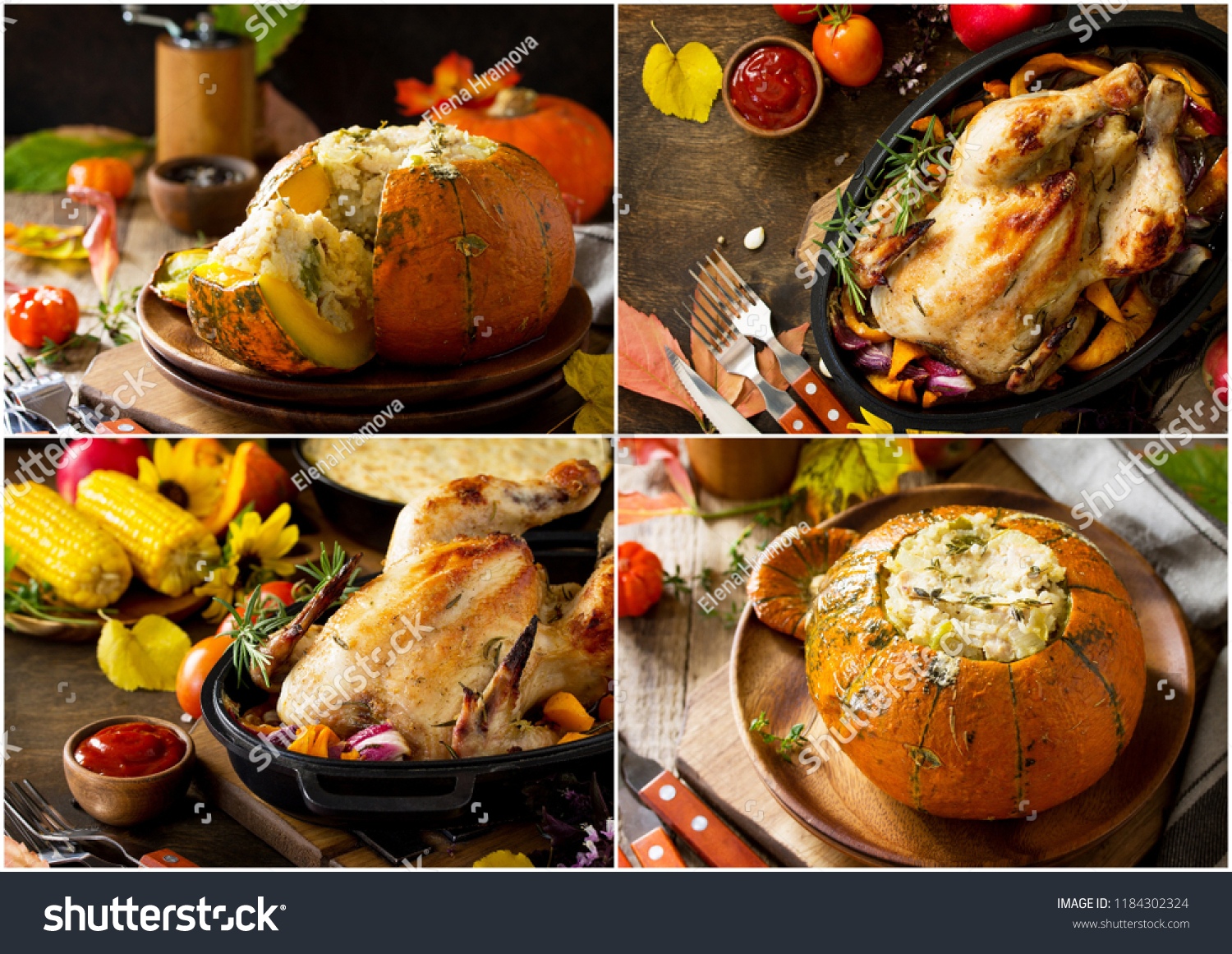 Food Collage Traditional Thanksgiving Turkey Dinner Stock Photo Edit Now 1184302324