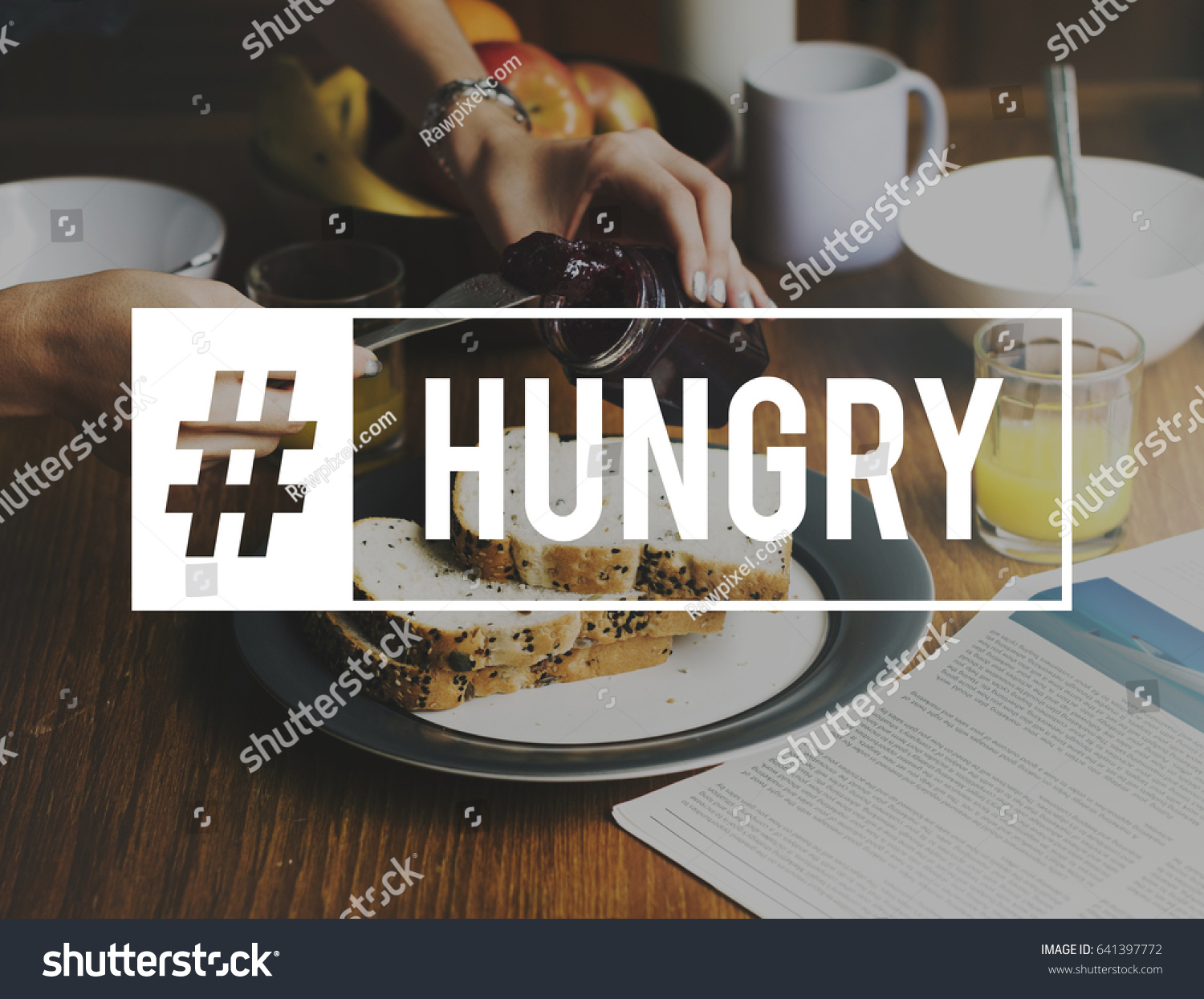 Food Meal Breakfast Hungry Word Hashtag Stock Photo Edit Now