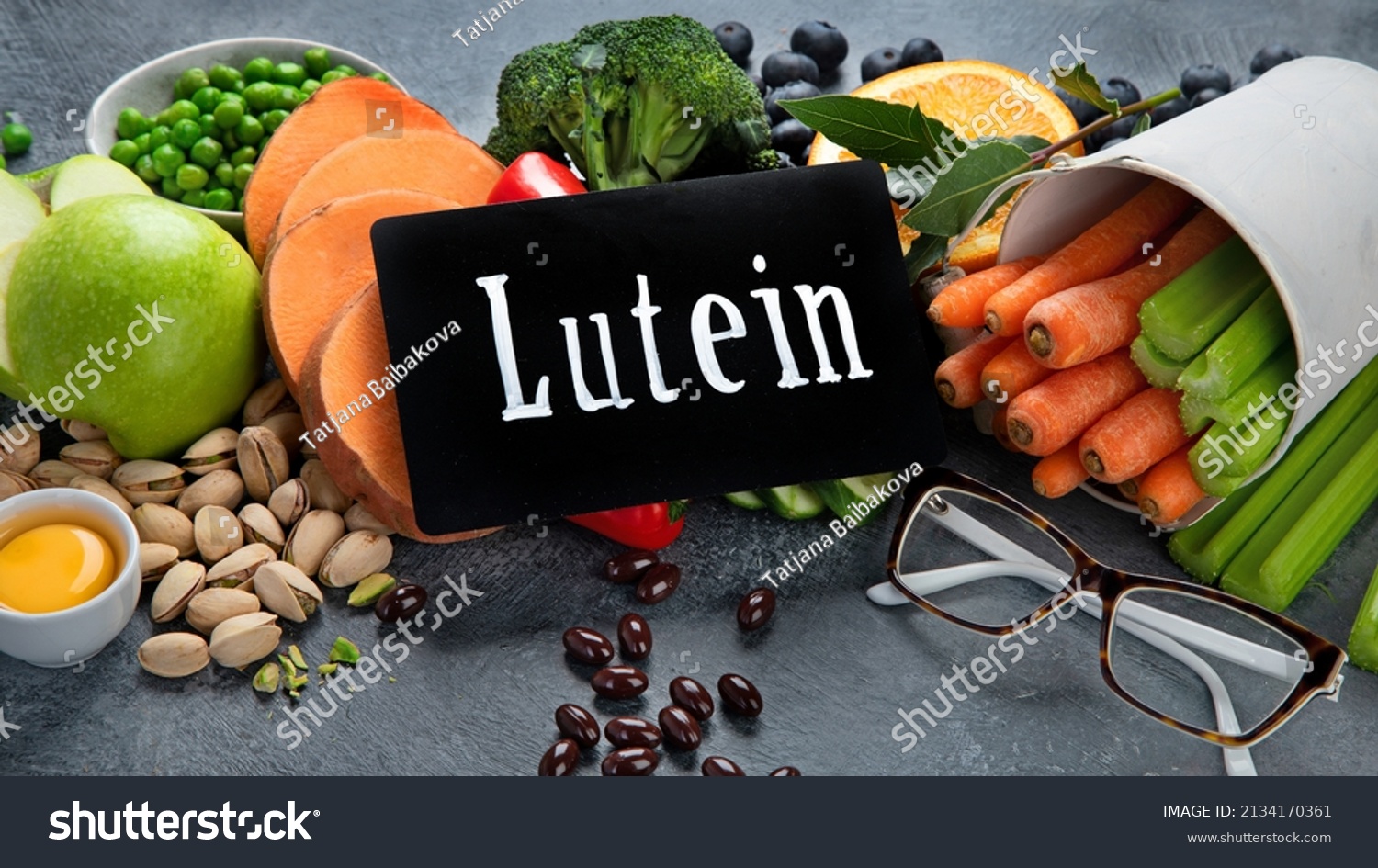 Foods High Lutein On Dark Background Stock Photo 2134170361 | Shutterstock