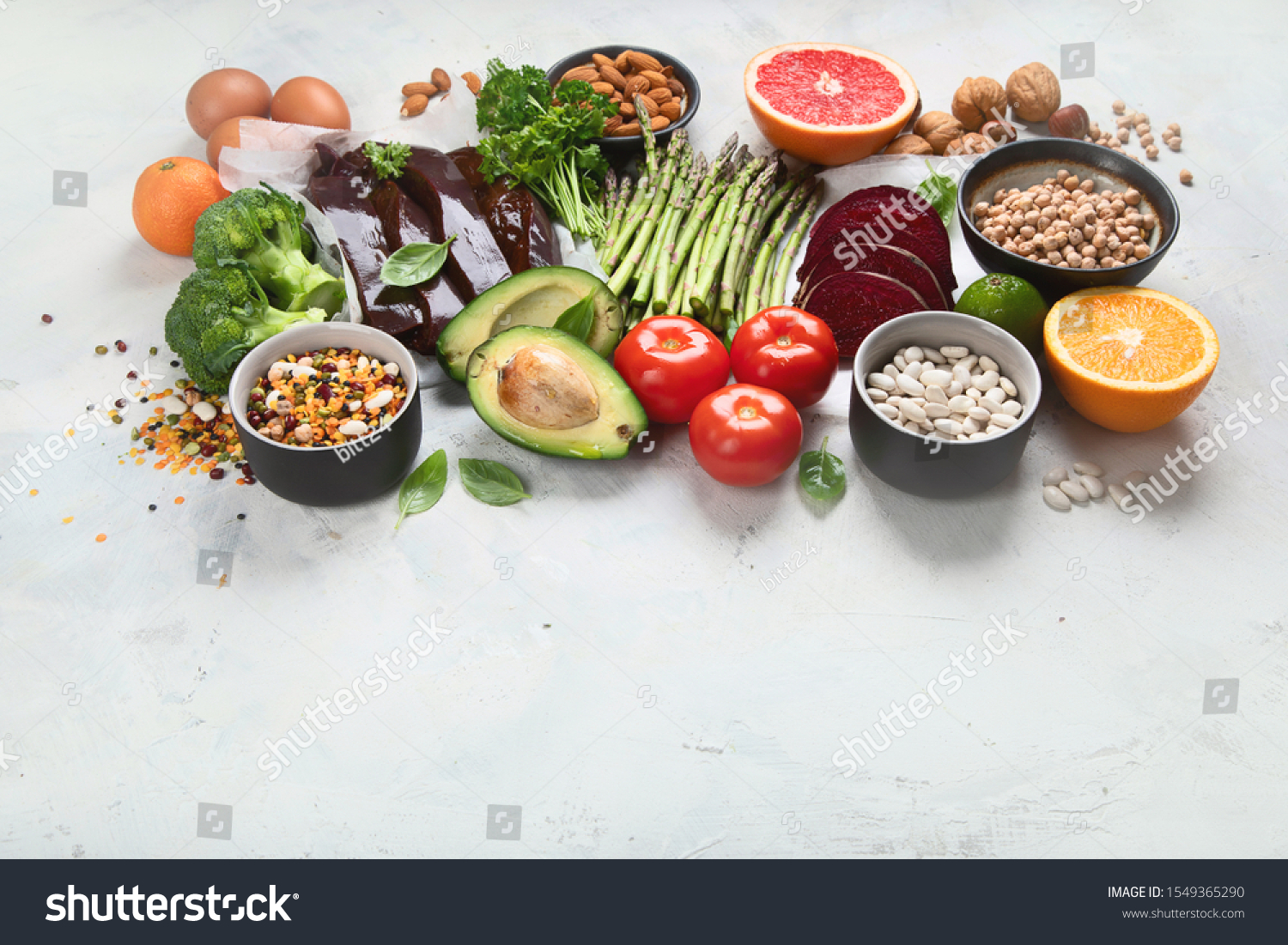 Foods High Vitamin B9 Healthy Food Stock Photo 1549365290 | Shutterstock