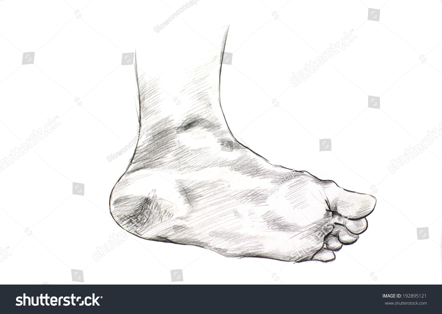 Foot Pencil Drawing Black White Stock Illustration 192895121