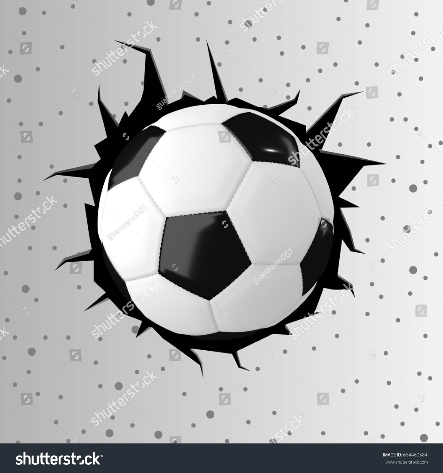 Football Soccer Ball Cracked Wall 3d 스톡 일러스트 664460584 Shutterstock 7360