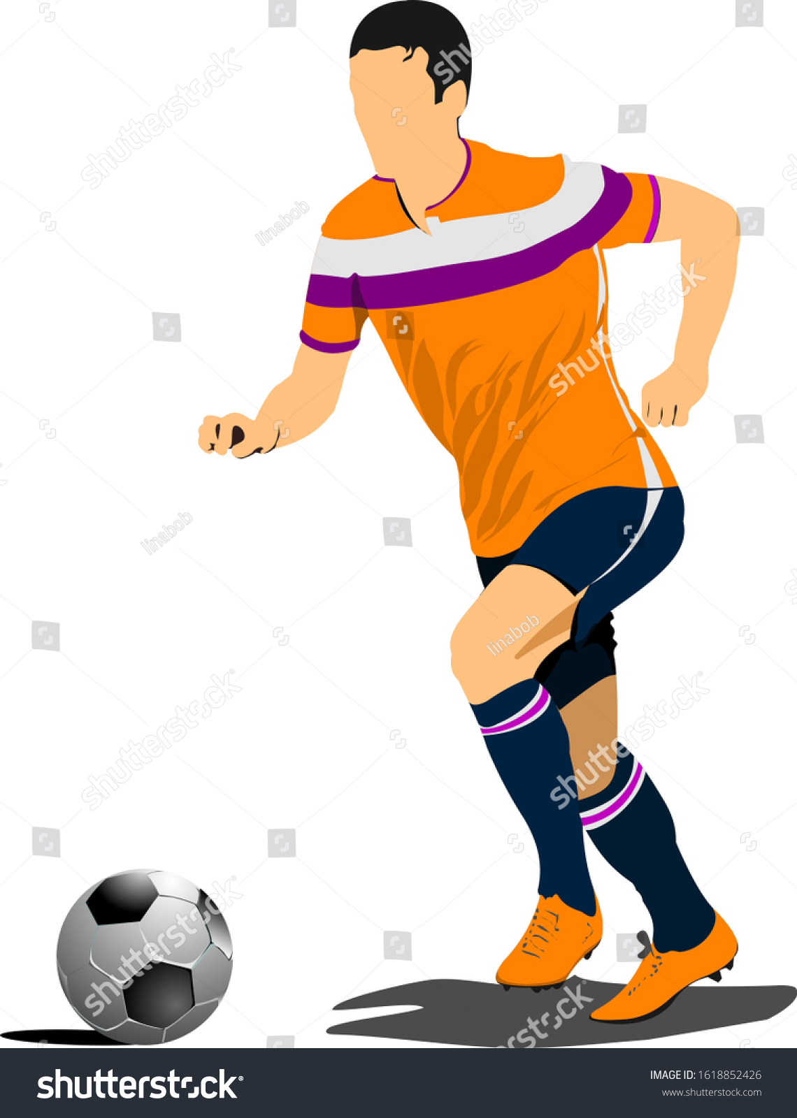 Football Soccer Players Colored Illustration Designers Stock ...