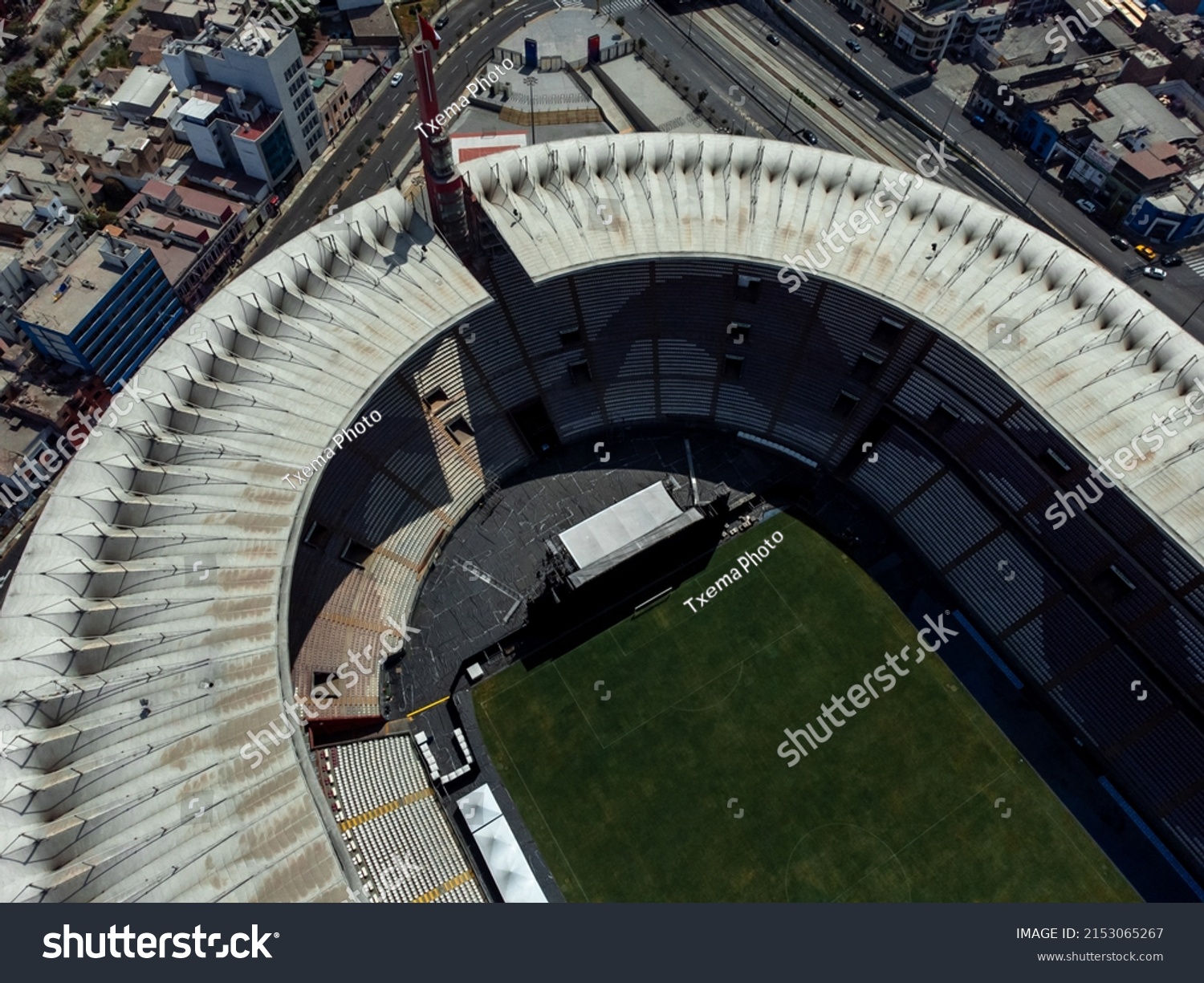 Football Stadium Aerial Photography Drone View Stock Photo 2153065267 ...