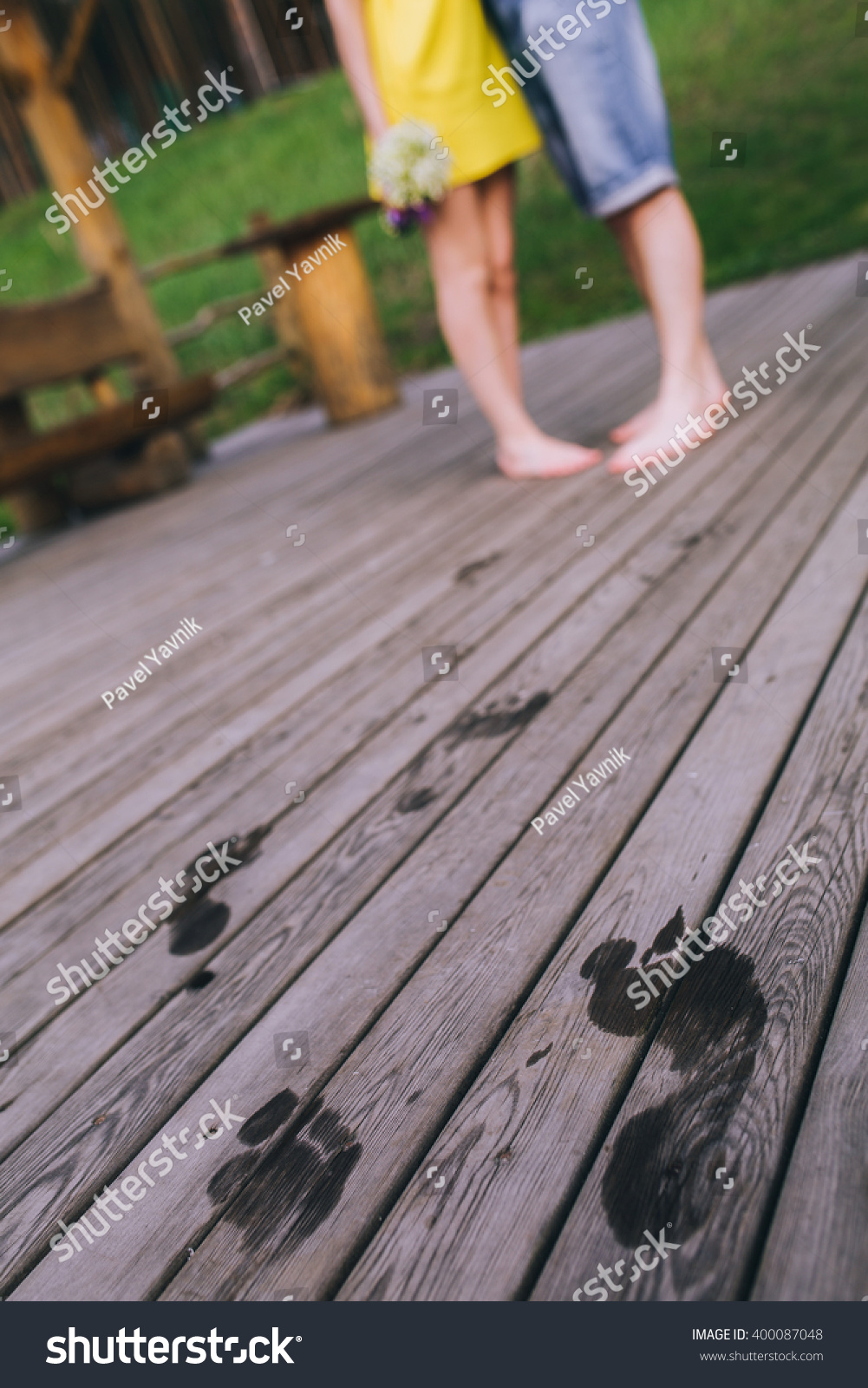 Footprints Bare Feet On Wooden Floor Stock Photo Shutterstock