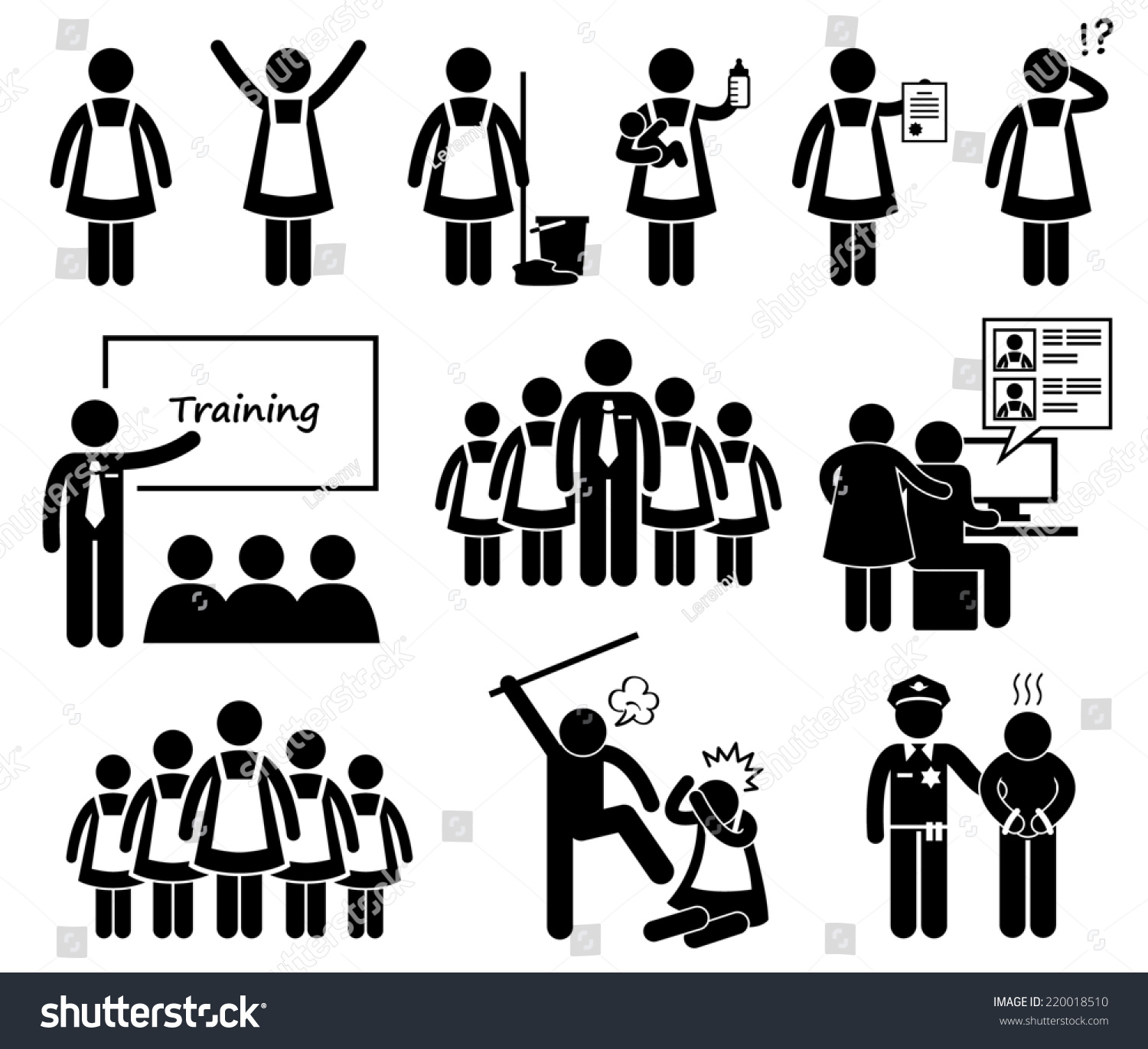 Foreign Maid Agency Stick Figure Pictogram Stock Illustration 220018510 ...