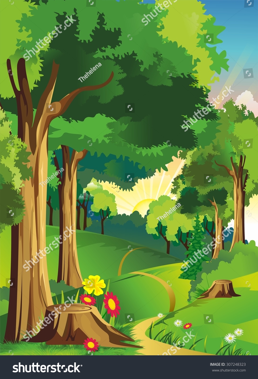 lige alder Doktor i filosofi Forest Forest Illustration Childrens Books Trees Stock Illustration  307248323
