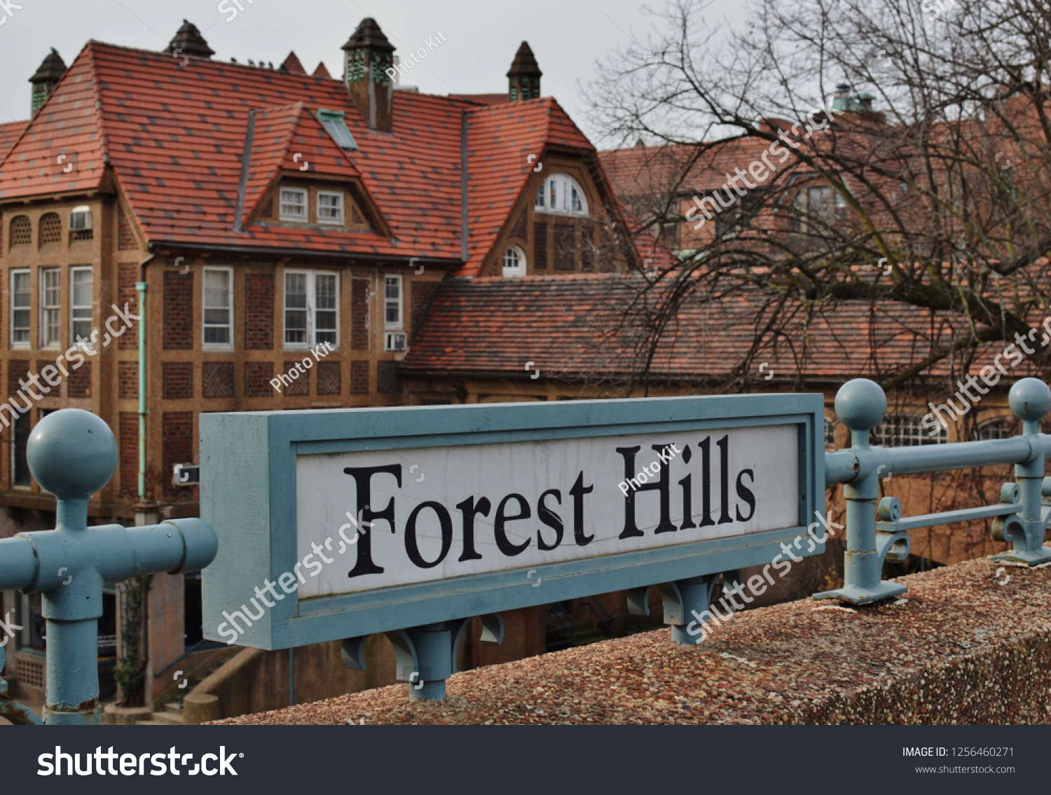 182 Forest Hills Queens New York Images Stock Photos Vectors   Stock Photo Forest Hills Ny Usa Forest Hills Queens New York Sign Old Tudor Style Building 1256460271 