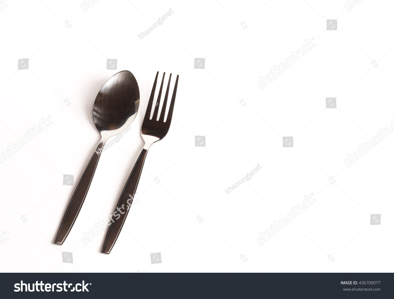 Fork And Spoon Isolated On White Background Stock Photo 436709077