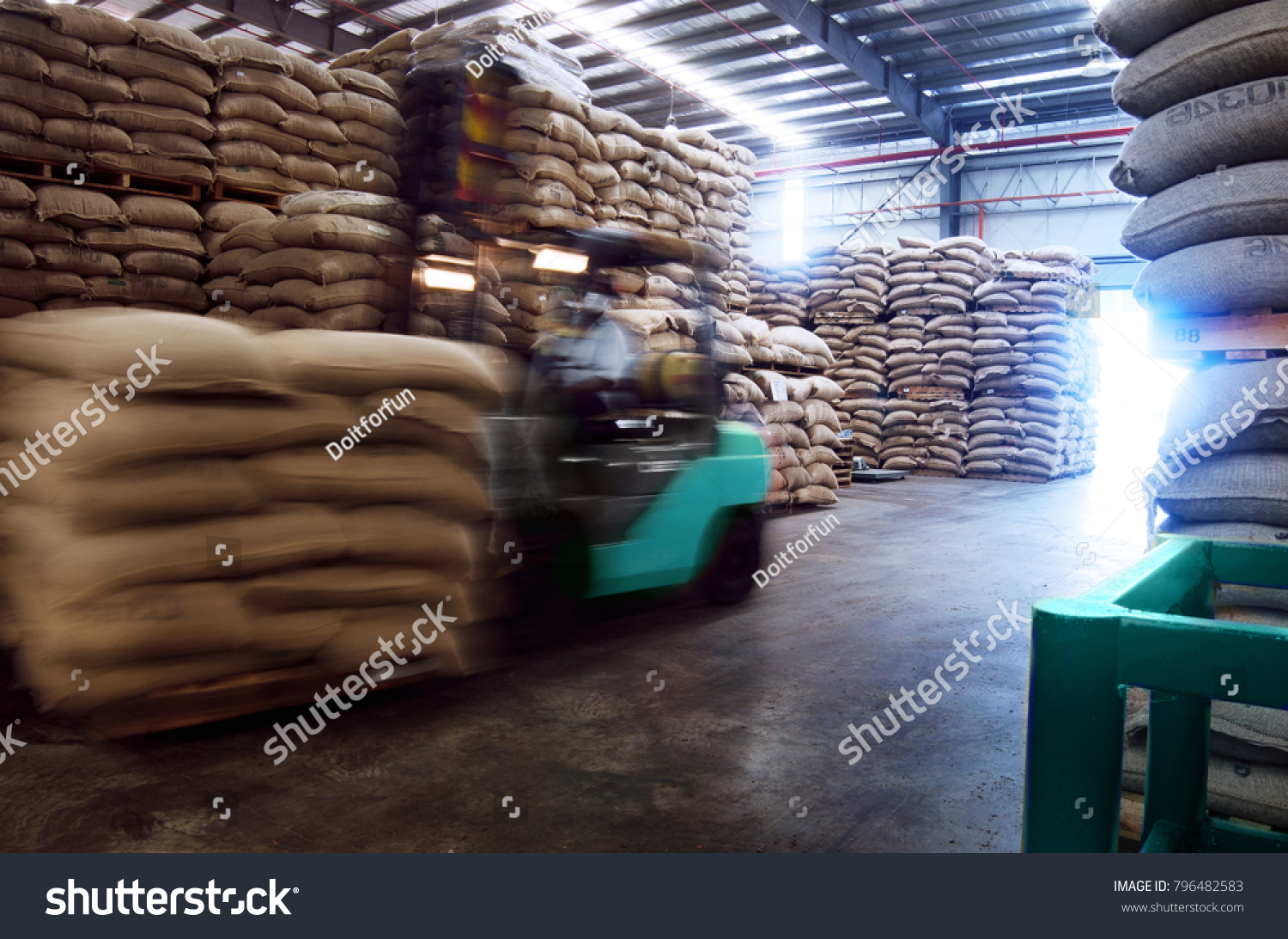 Forklift Truck Loads Pallets Finished Goods Stock Photo Edit Now 796482583