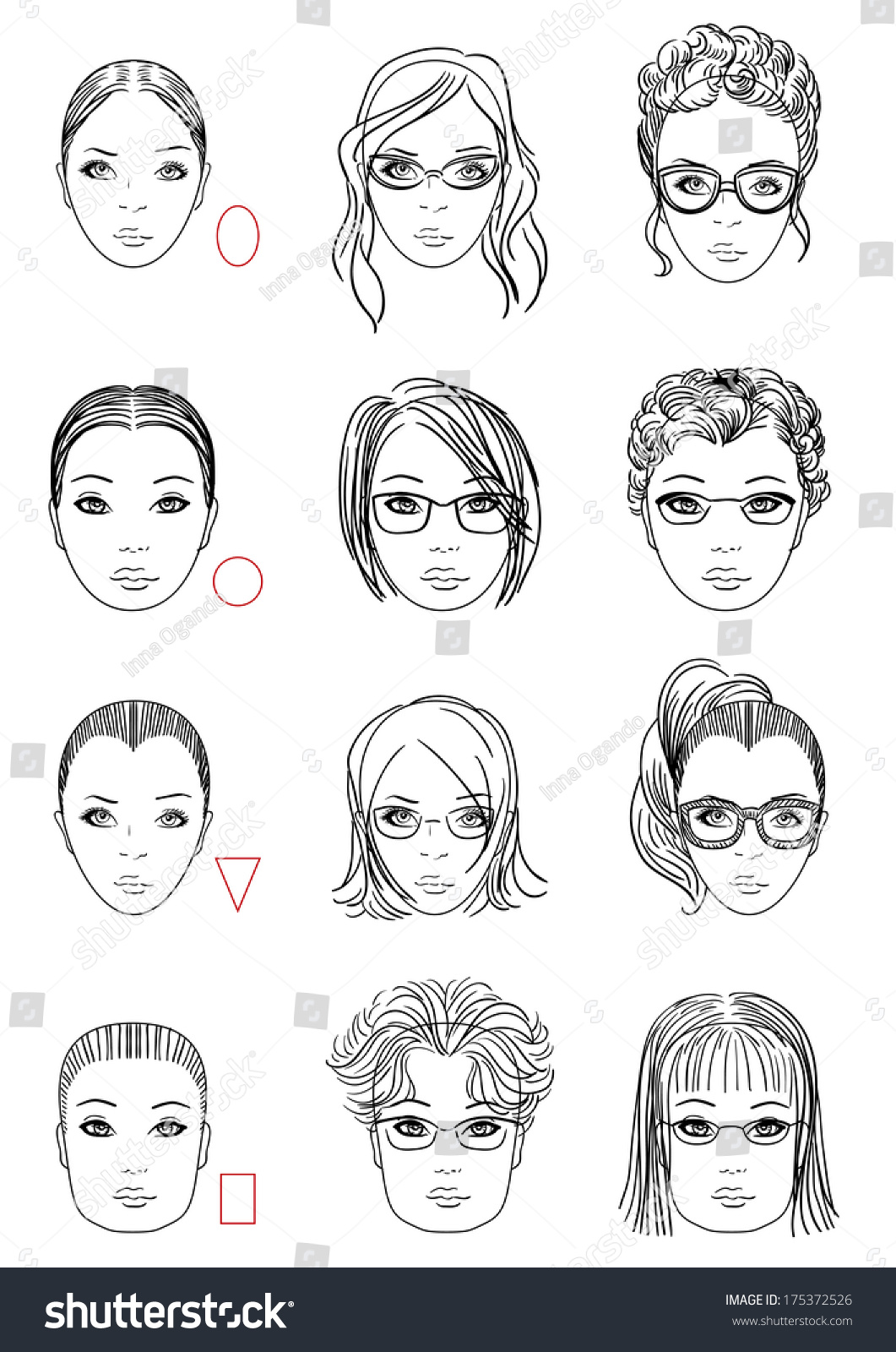 Forms Women Head Types Face Shape Stock Illustration 175372526