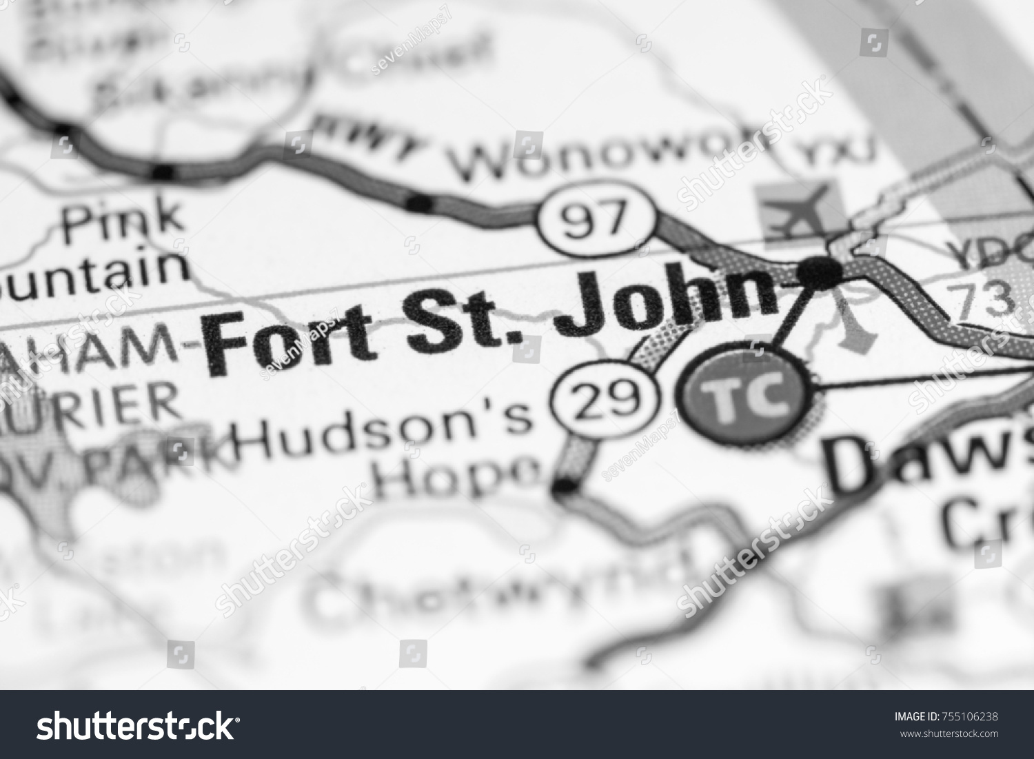 Fort St John Canada On Map Stock Photo (Edit Now) 755106238