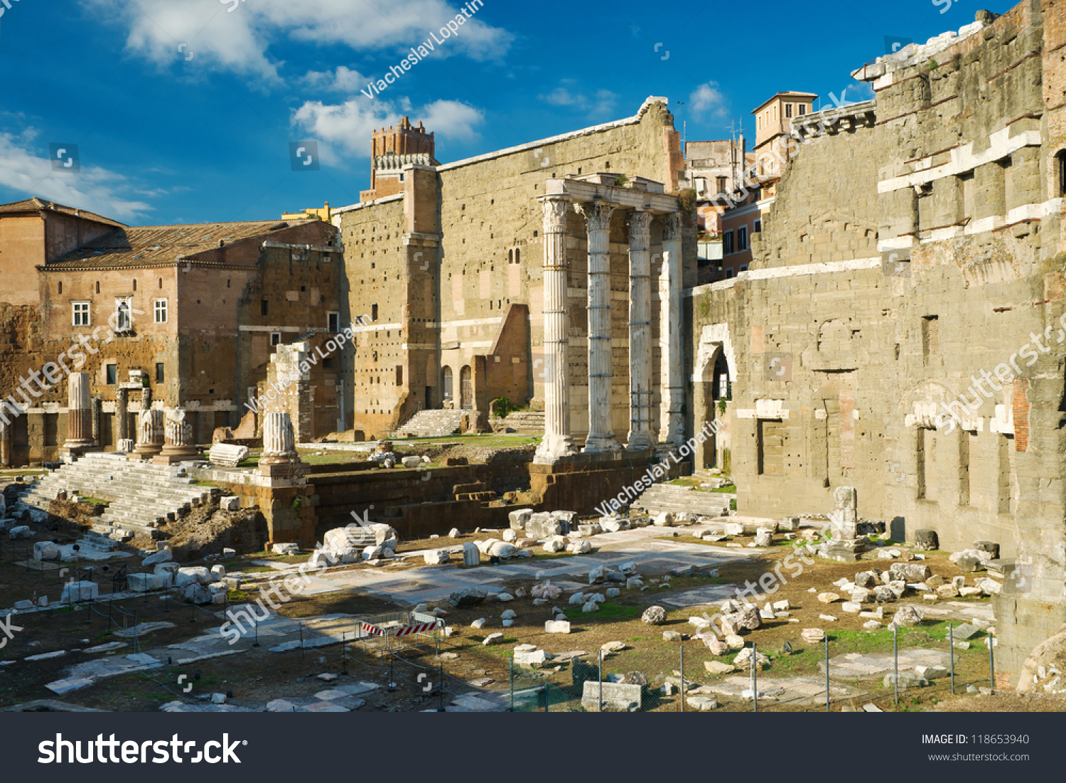 Forum Of Augustus With The Temple Of Mars Ultor In Rome, Italy Stock ...