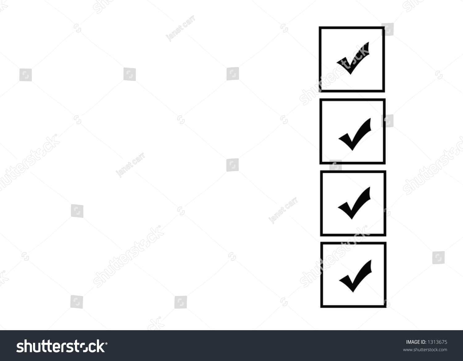 Four Boxes With Black Ticks Stock Photo 1313675 : Shutterstock