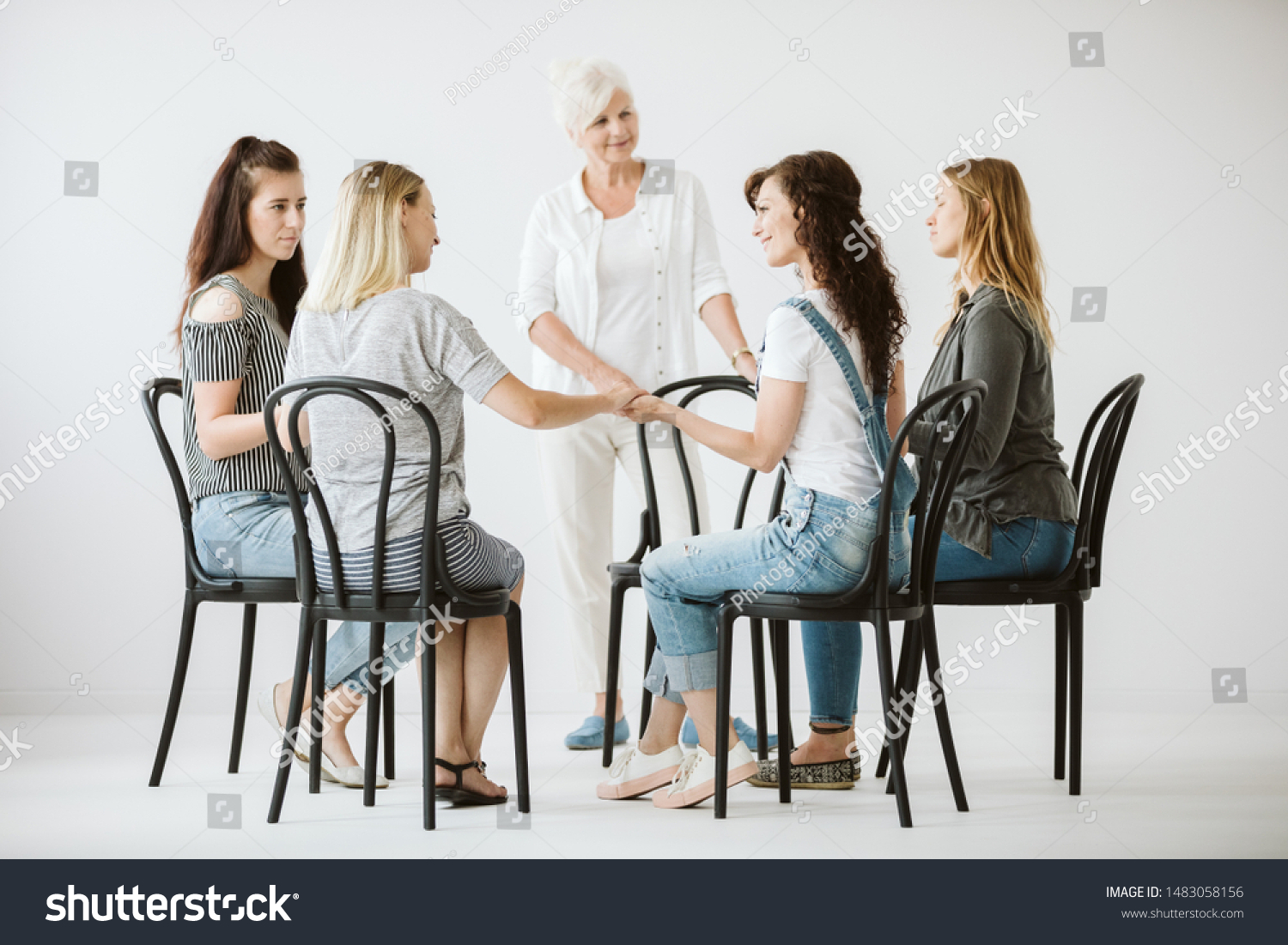 Four Girls Sitting Circle Holding Each Stock Photo 1483058156 ...