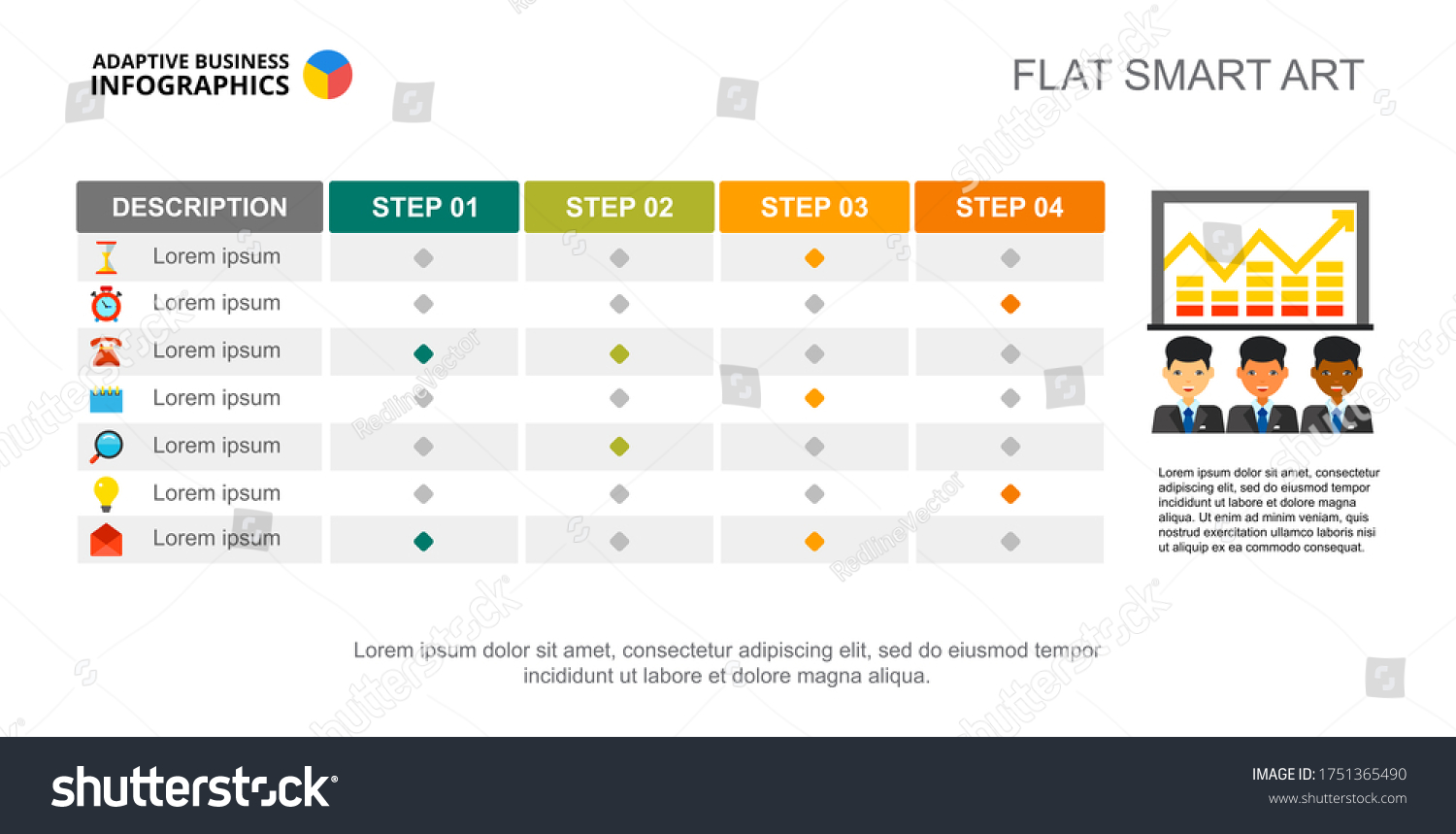 Four Step Creative Chart Table Process Stock Illustration 1751365490 ...