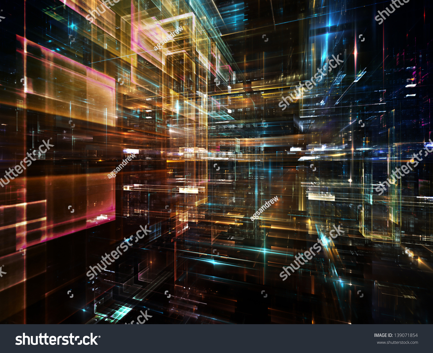 Fractal City Series. Creative Arrangement Of Three Dimensional Fractal ...