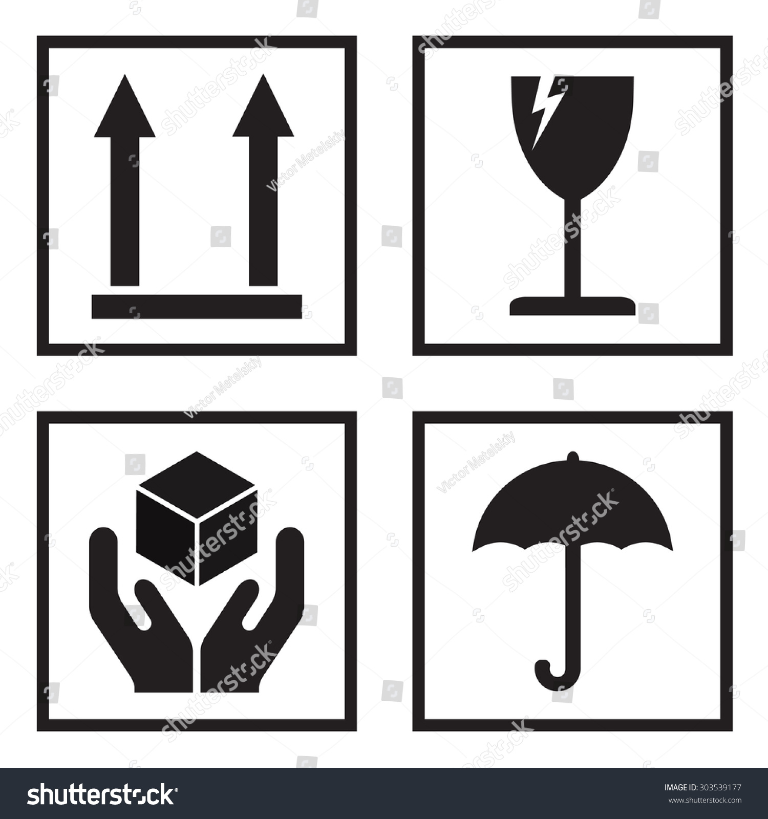 Fragile Packaging Symbols Black Fragility Signs Stock Illustration ...