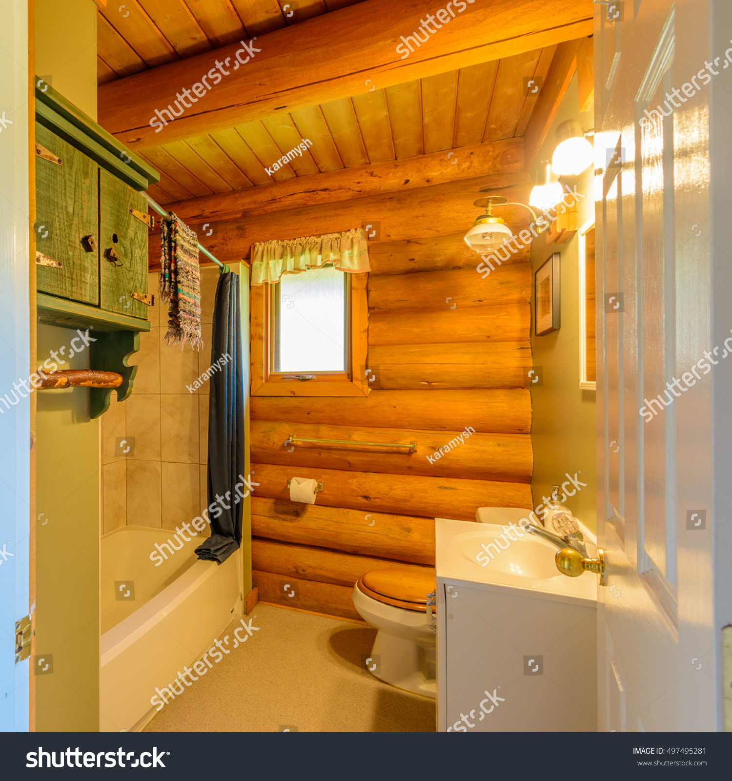 Fragment Luxury Bathroom Small Log Cabin Stock Photo Edit Now